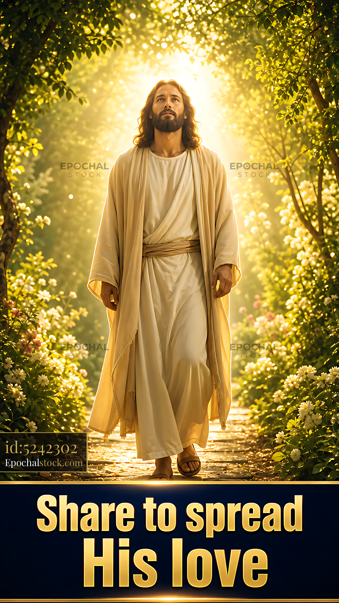 Watermarked full-resolution preview of Walking figure in nature spreading a message of love