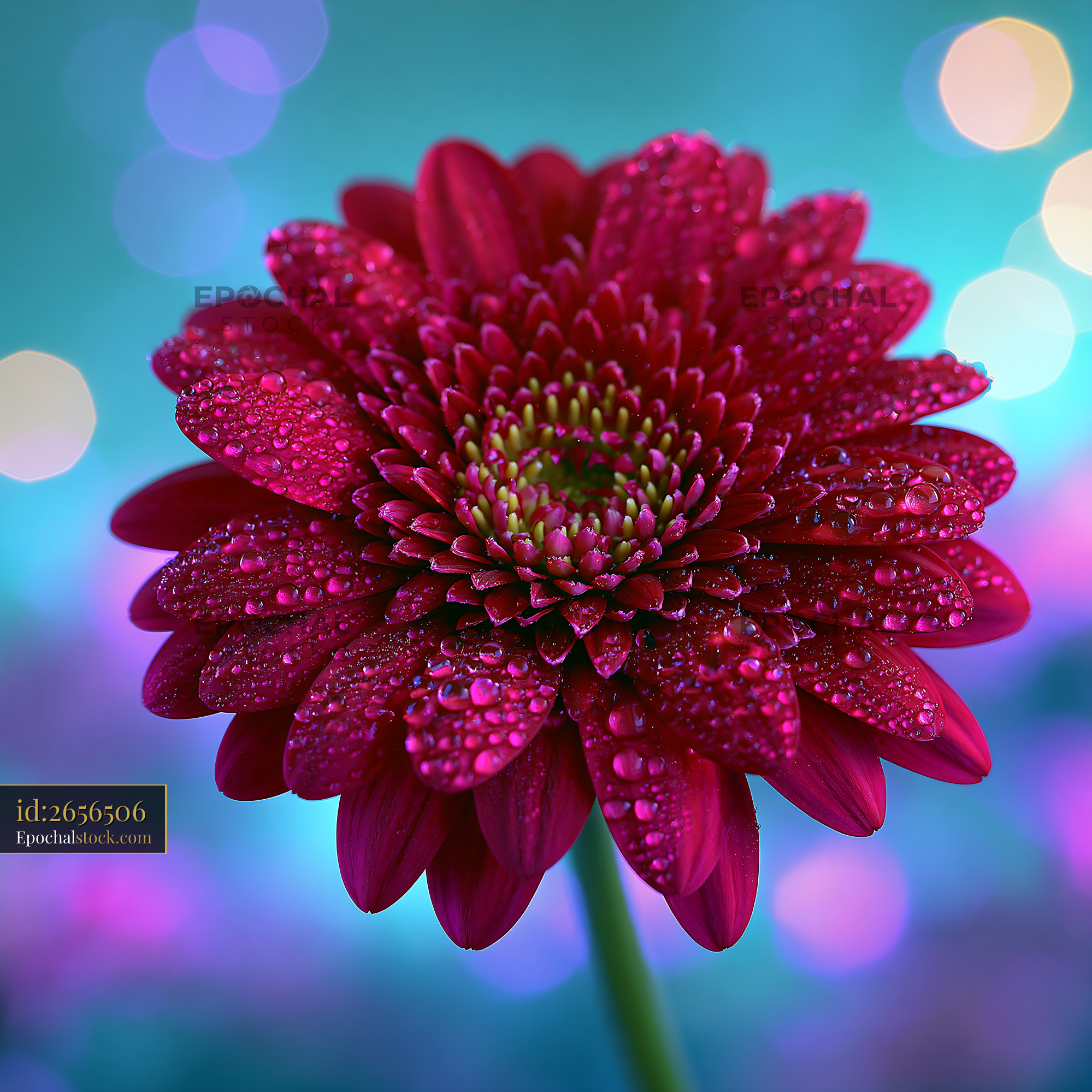 Flower With Water Drops Blooms in Vibrant Light - stock photo