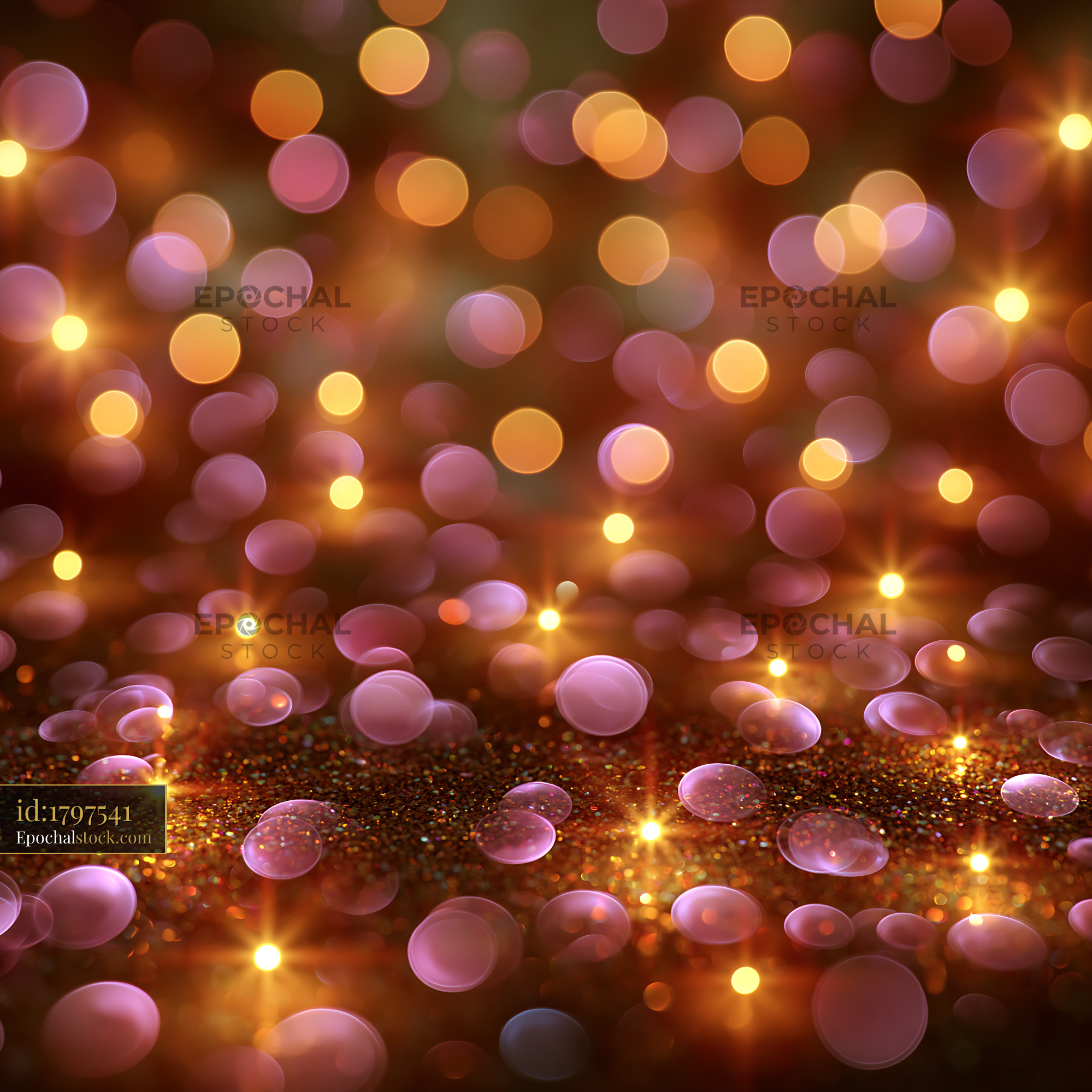 Watermarked full-resolution preview of Warm glowing bokeh lights create a festive atmosphere