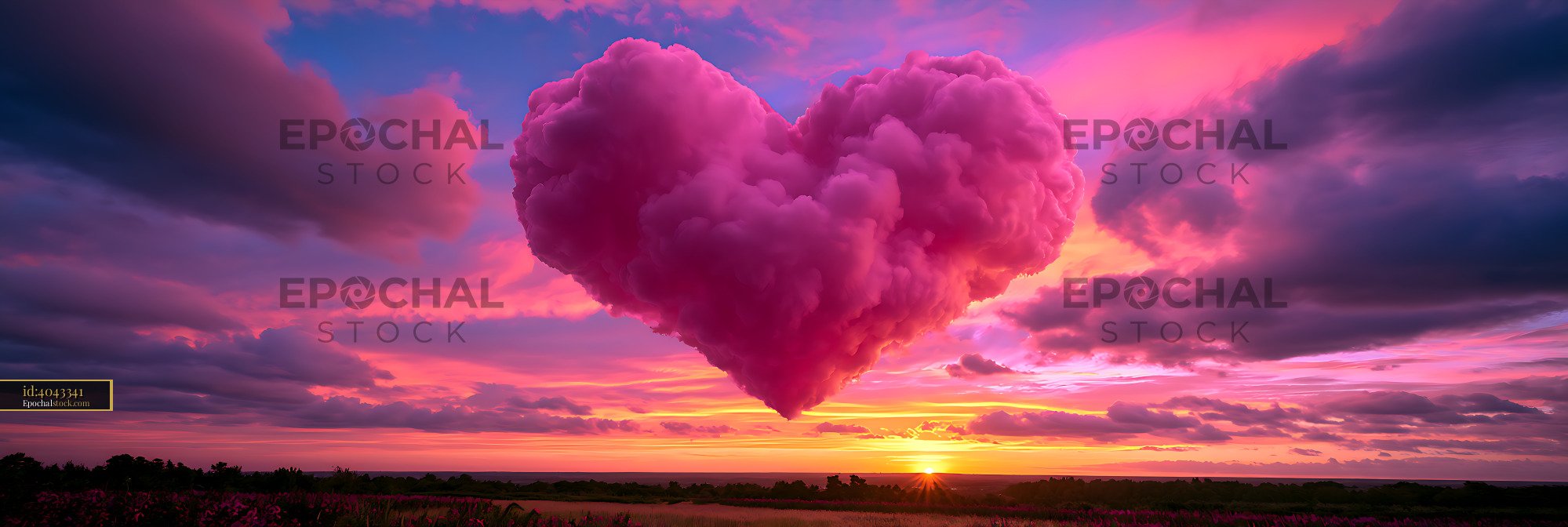 Watermarked full-resolution preview of Vivid pink cloud formation above sunset horizon