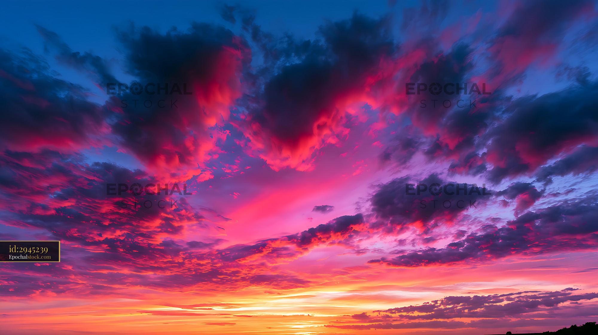 Watermarked full-resolution preview of Colorful dramatic sunset cloudscape