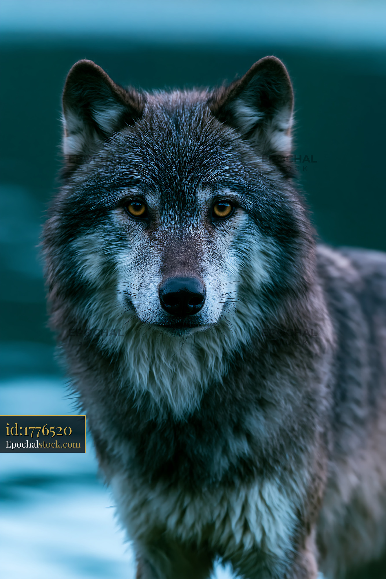 Watermarked full-resolution preview of Wolf standing near water in natural habitat