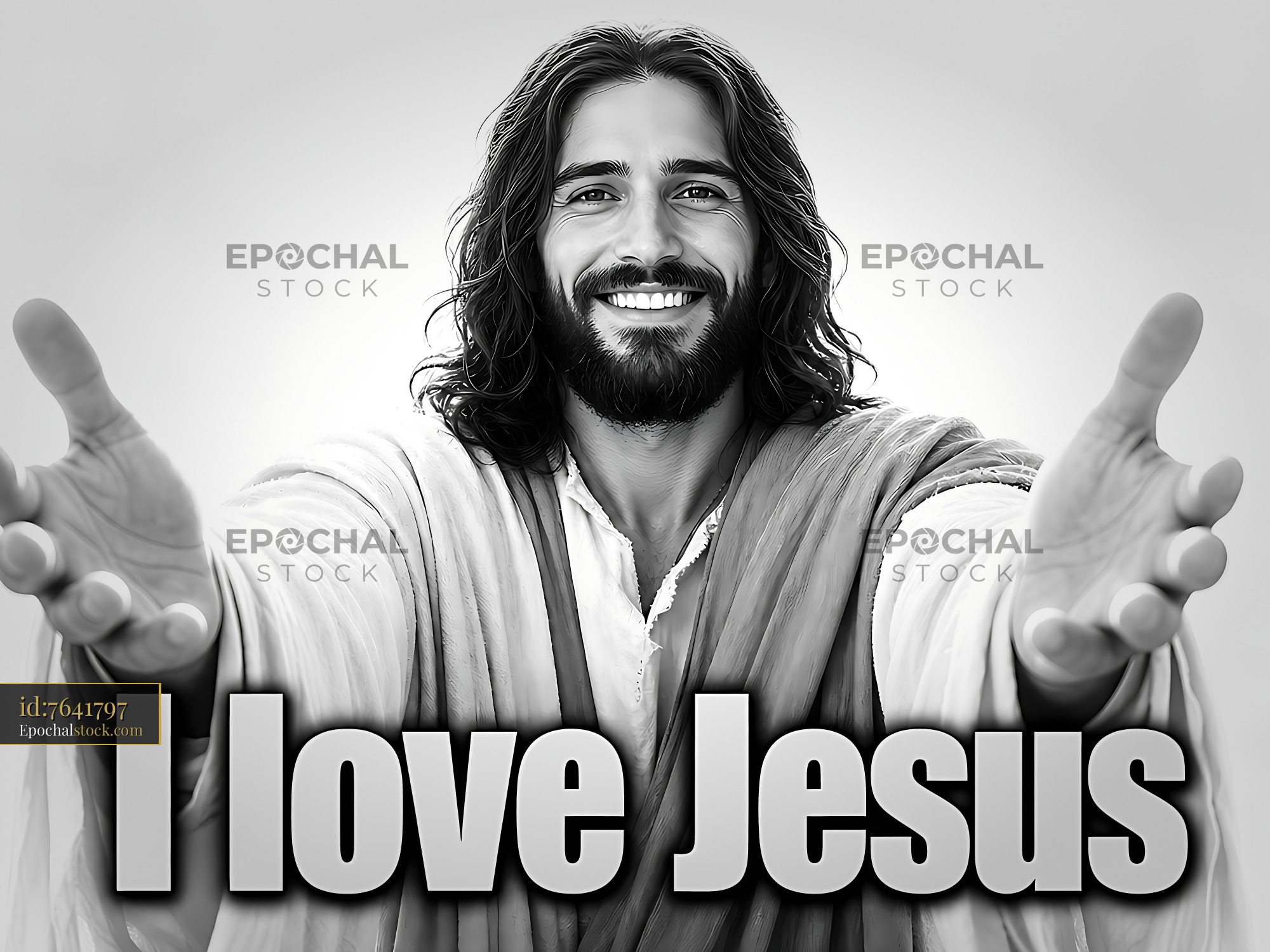 Watermarked full-resolution preview of Man expressing love for Jesus with open arms