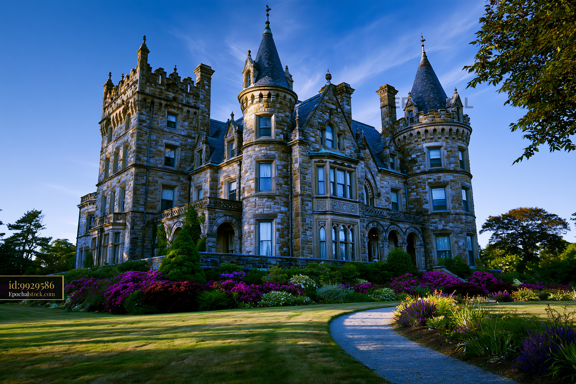 Watermarked full-resolution preview of Historic castle with gardens during daylight hours