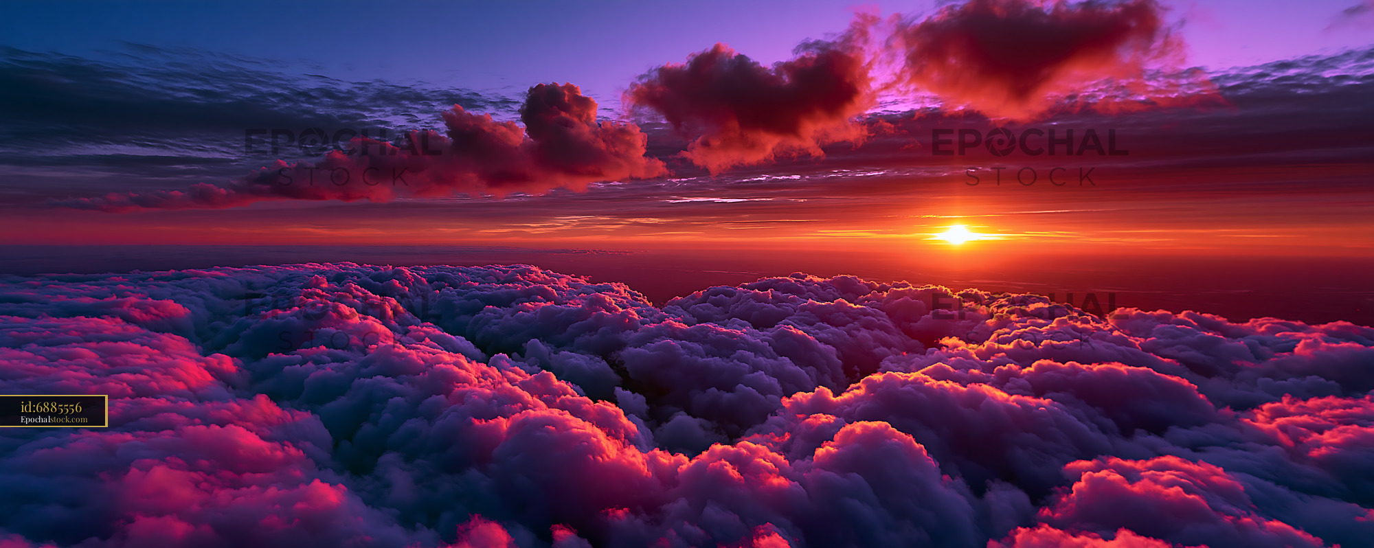 Watermarked full-resolution preview of Colorful sunset above the clouds