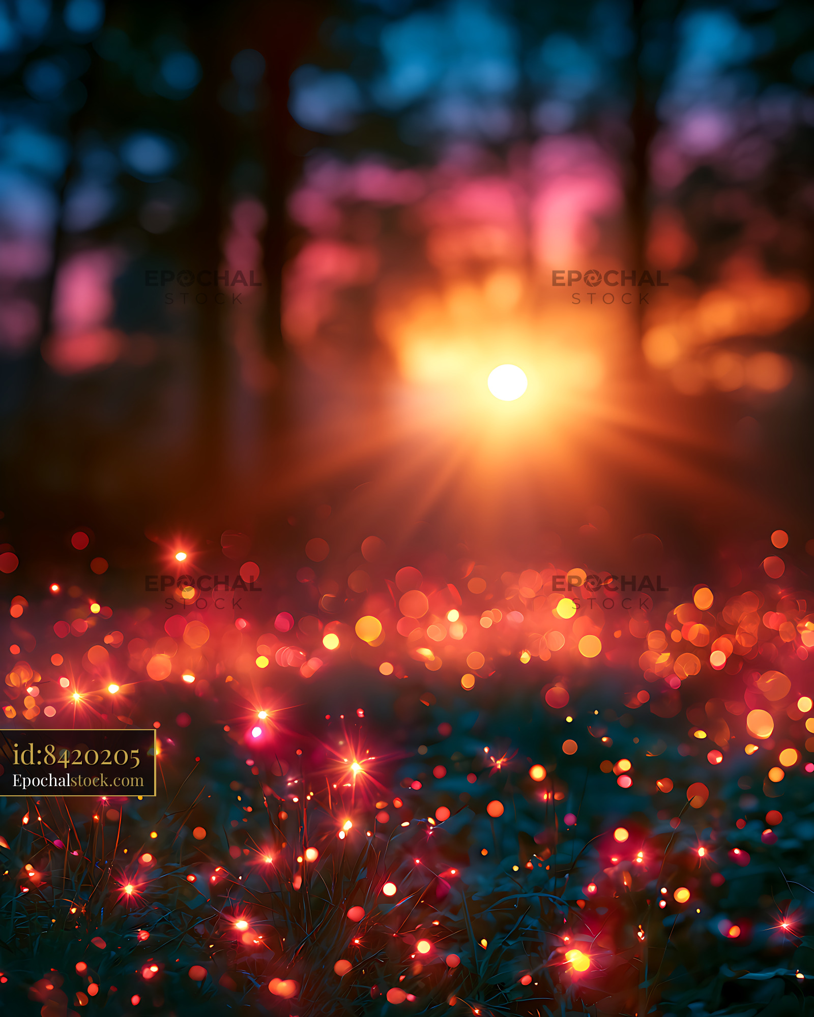 Watermarked full-resolution preview of Abstract colorful glowing bokeh light background