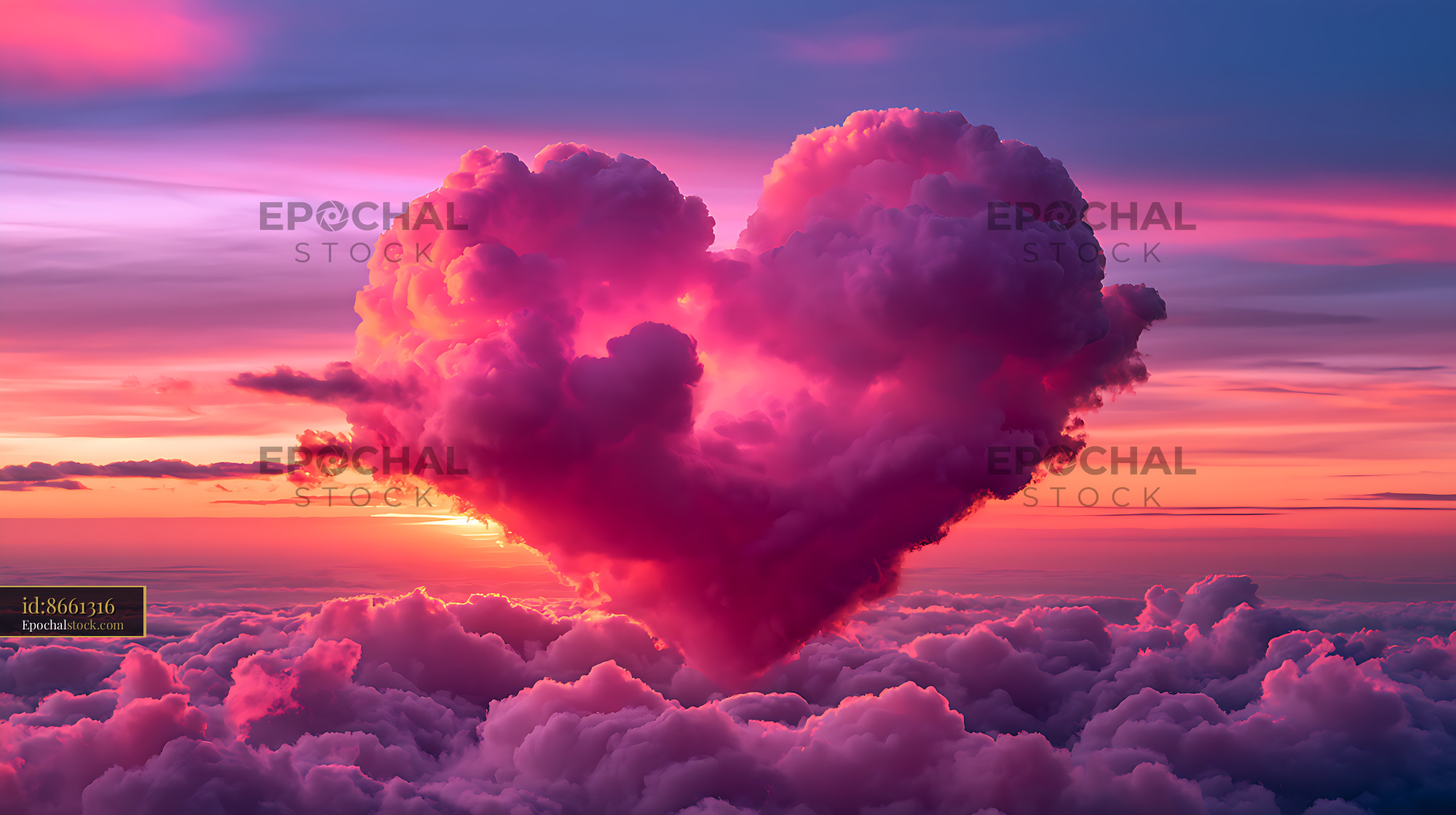 Watermarked full-resolution preview of Towering pink cloud glowing over a colorful sunset sky