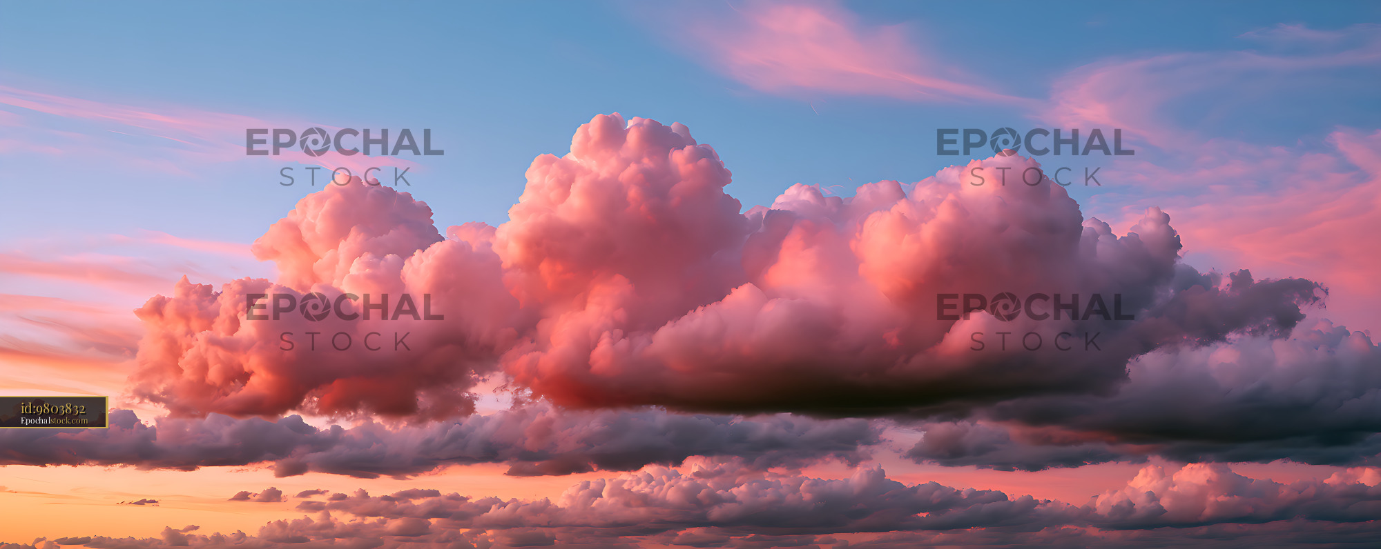 Watermarked full-resolution preview of Clouds at sunset with shades of pink and blue in the sky