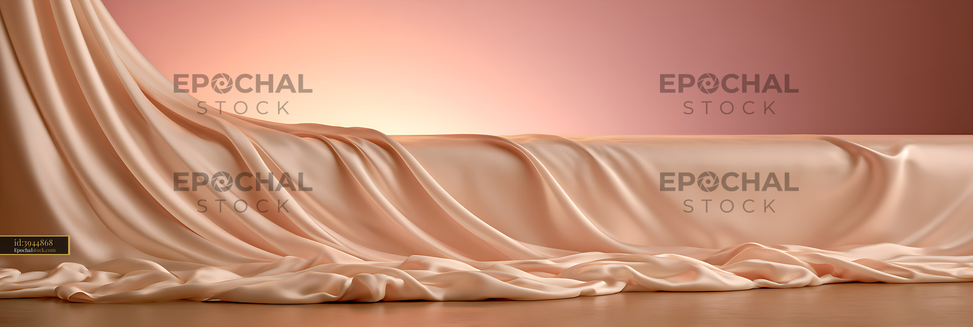 Watermarked full-resolution preview of Flowing peach satin textile with elegant folds