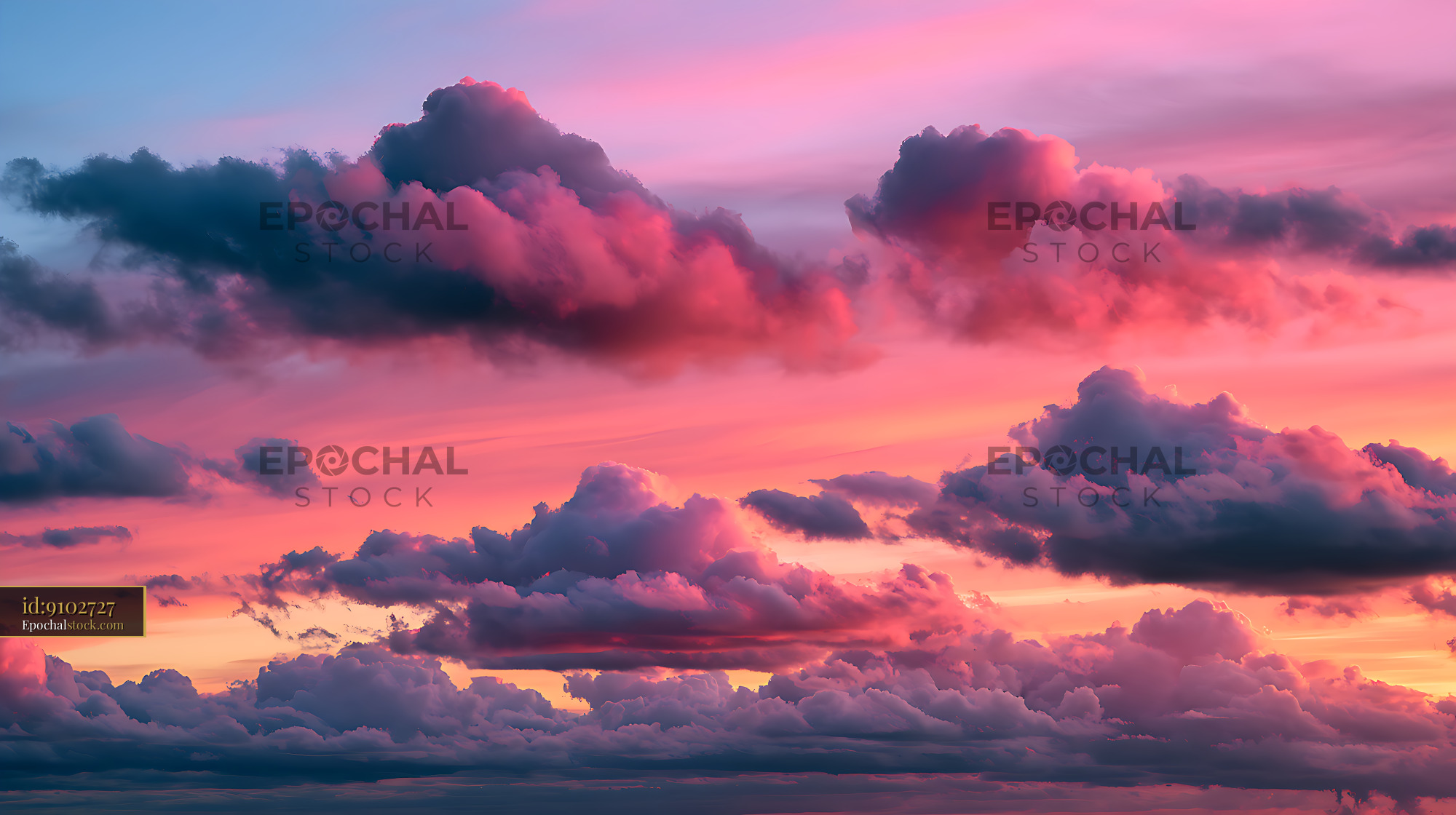 Watermarked full-resolution preview of Vivid Sunset Cloudscape in Pink and Purple