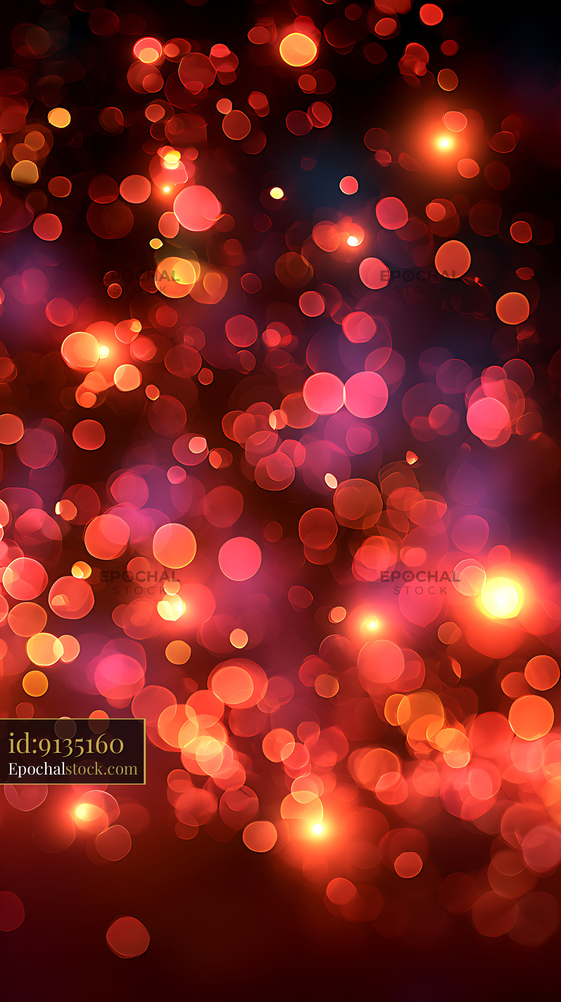 Watermarked full-resolution preview of Vibrant abstract bokeh lights in red and orange tones