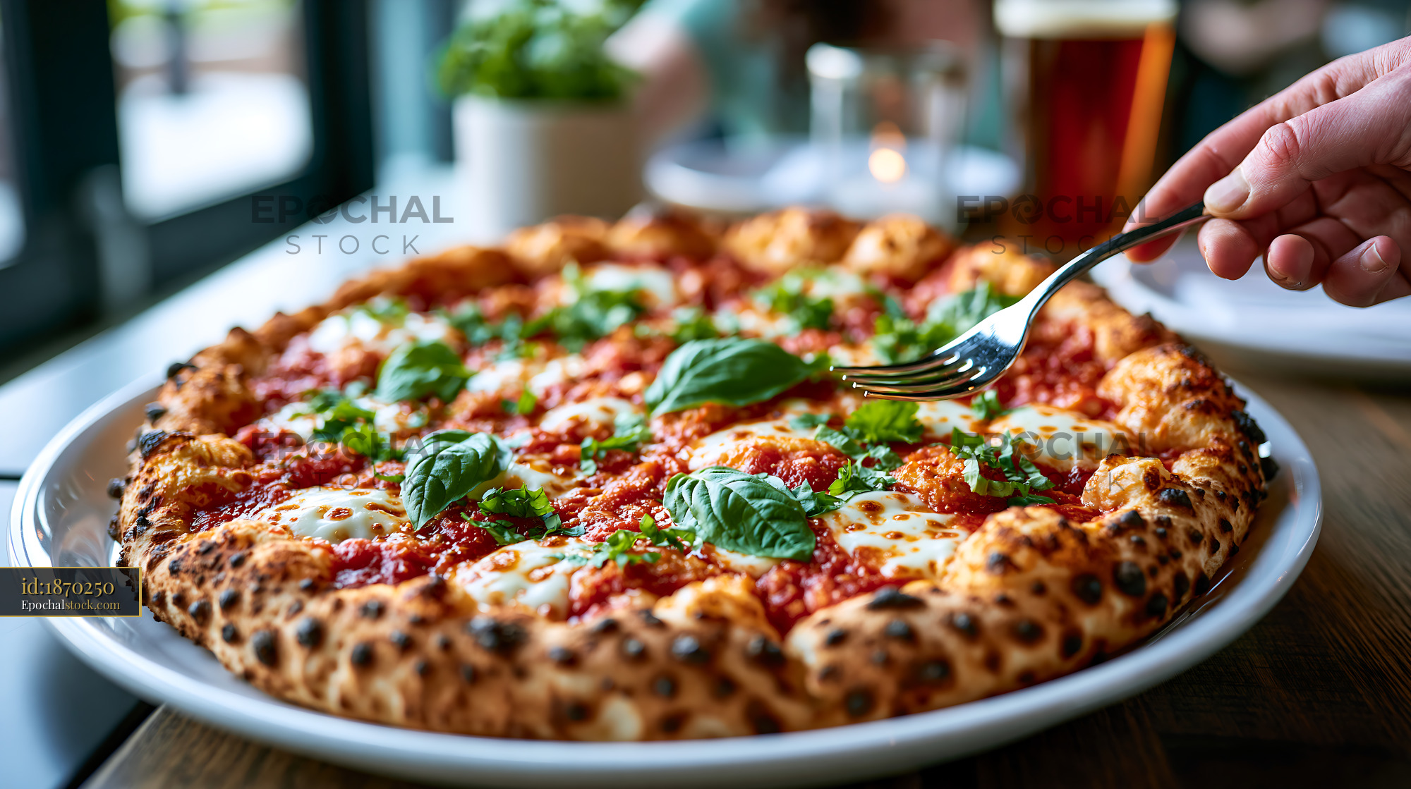 Watermarked full-resolution preview of Fresh Margherita pizza served on a plate
