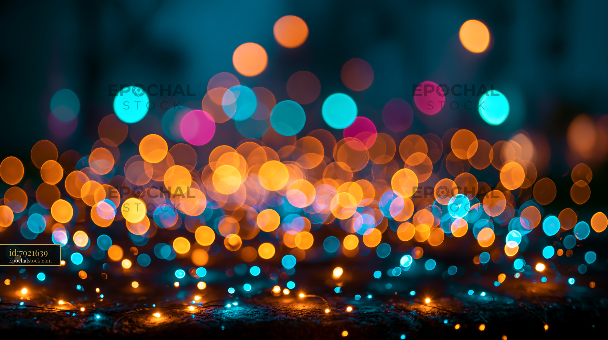 Watermarked full-resolution preview of Colorful bokeh lights create a vibrant background effect