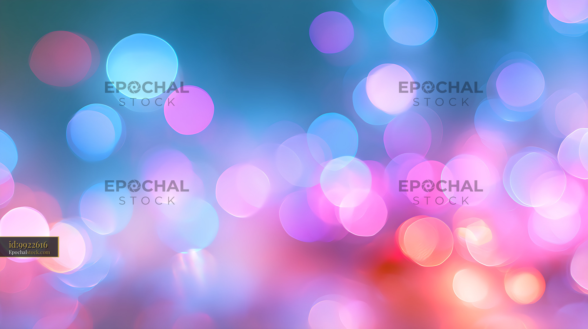Watermarked full-resolution preview of Colorful glowing bokeh circles in blue and pink