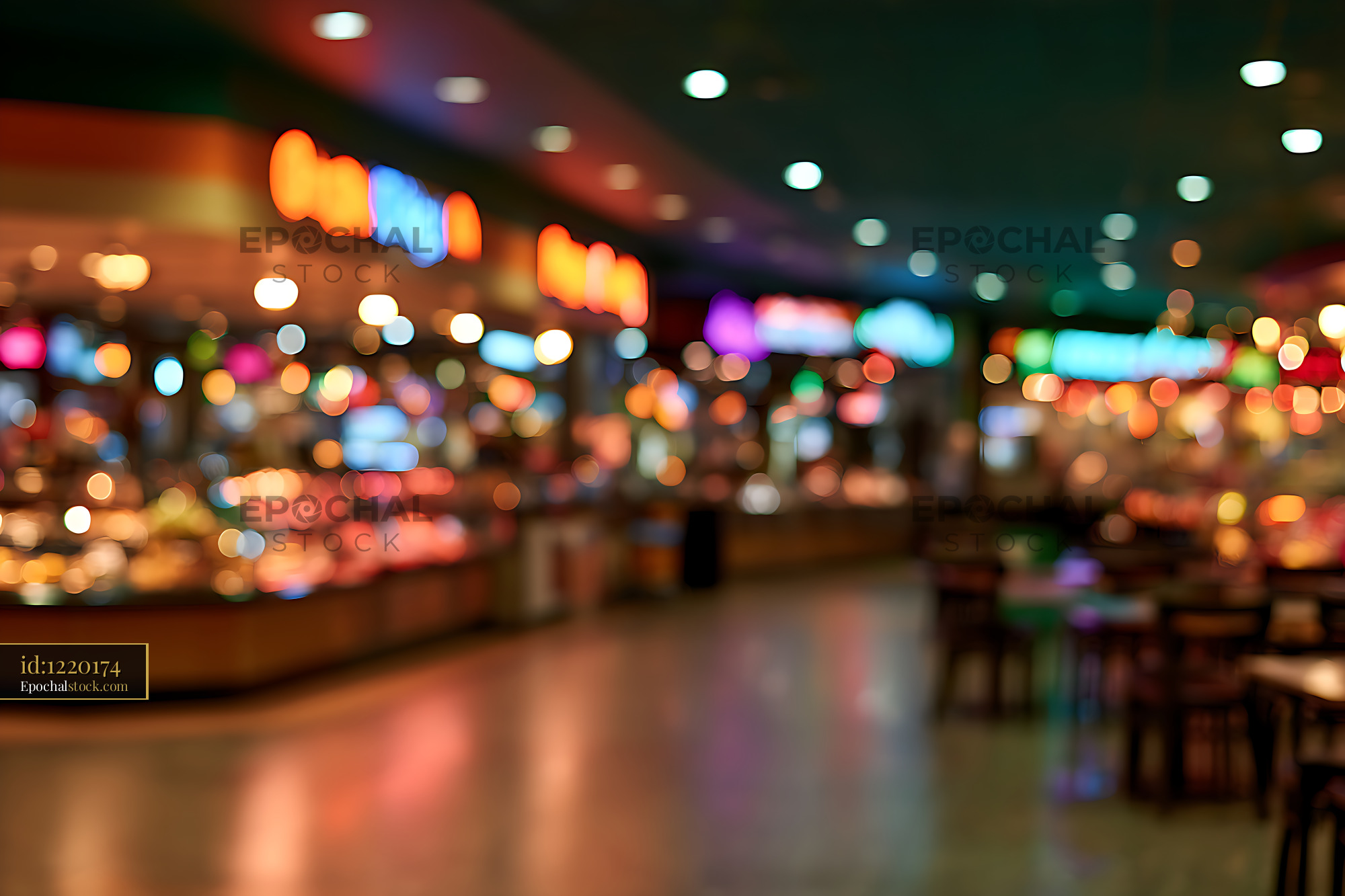 Watermarked full-resolution preview of Colorful Blurred Interior Lights at Night