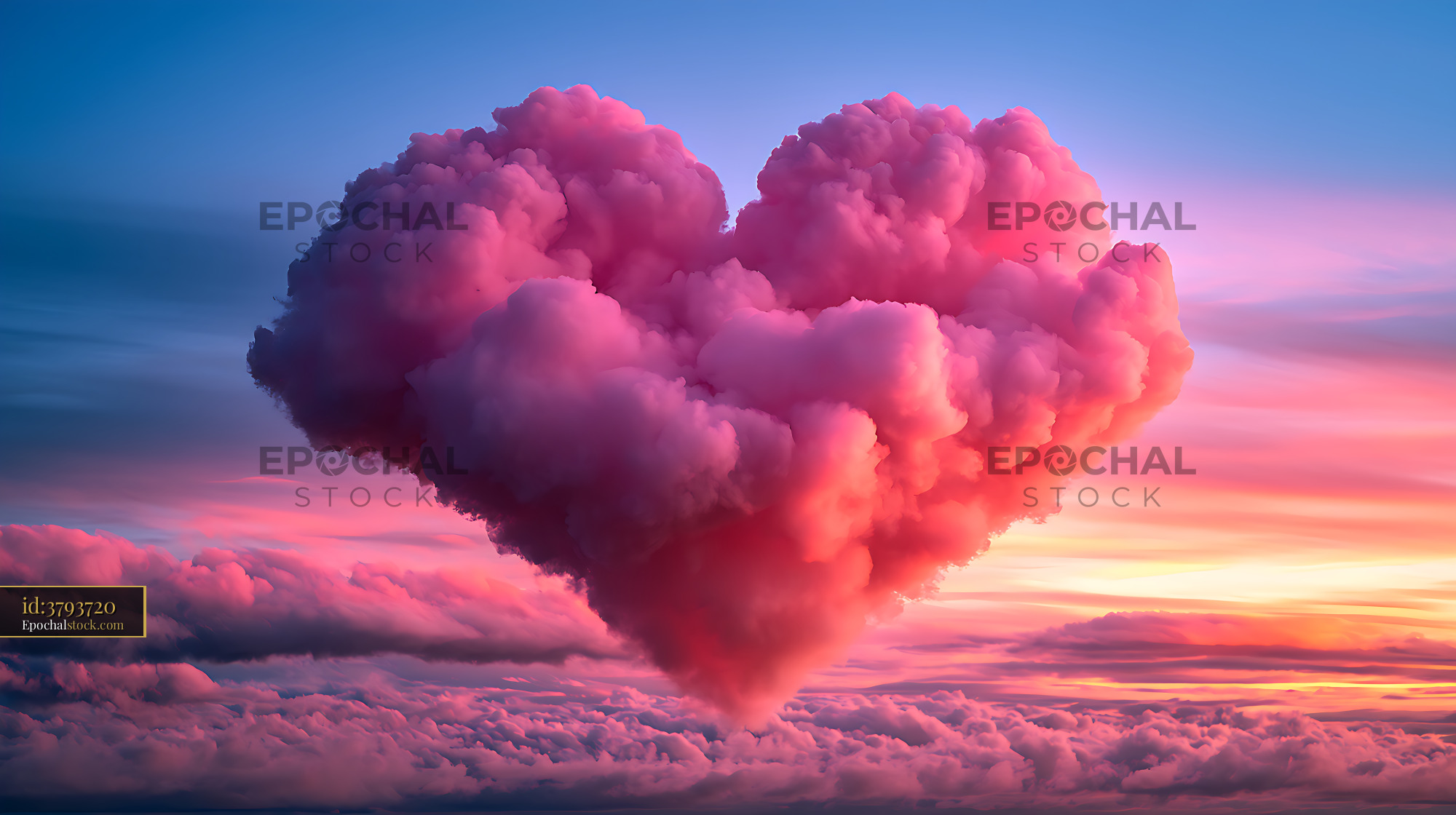 Watermarked full-resolution preview of Towering pink storm cloud in a colorful sunset sky