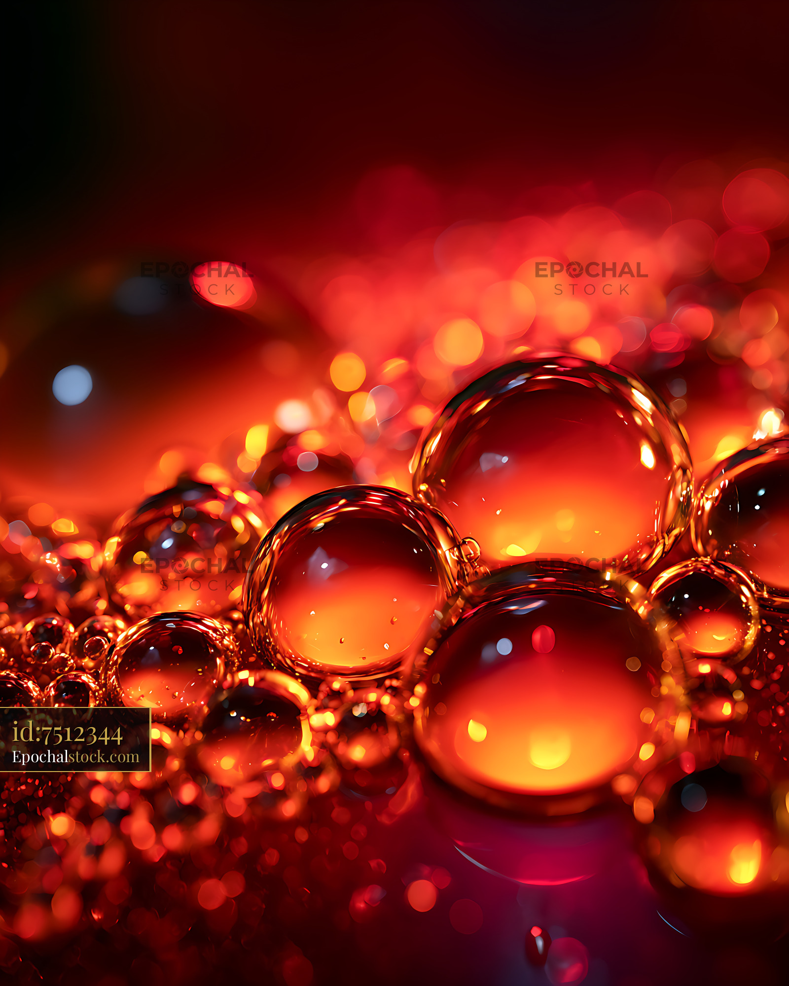 Watermarked full-resolution preview of Luminous abstract composition of red glass spheres