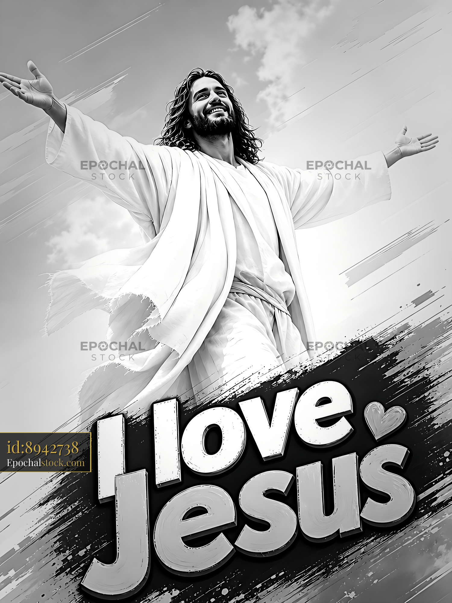 Jesus Welcomes Worship With Open Arms and Joyful Expression - stock photo