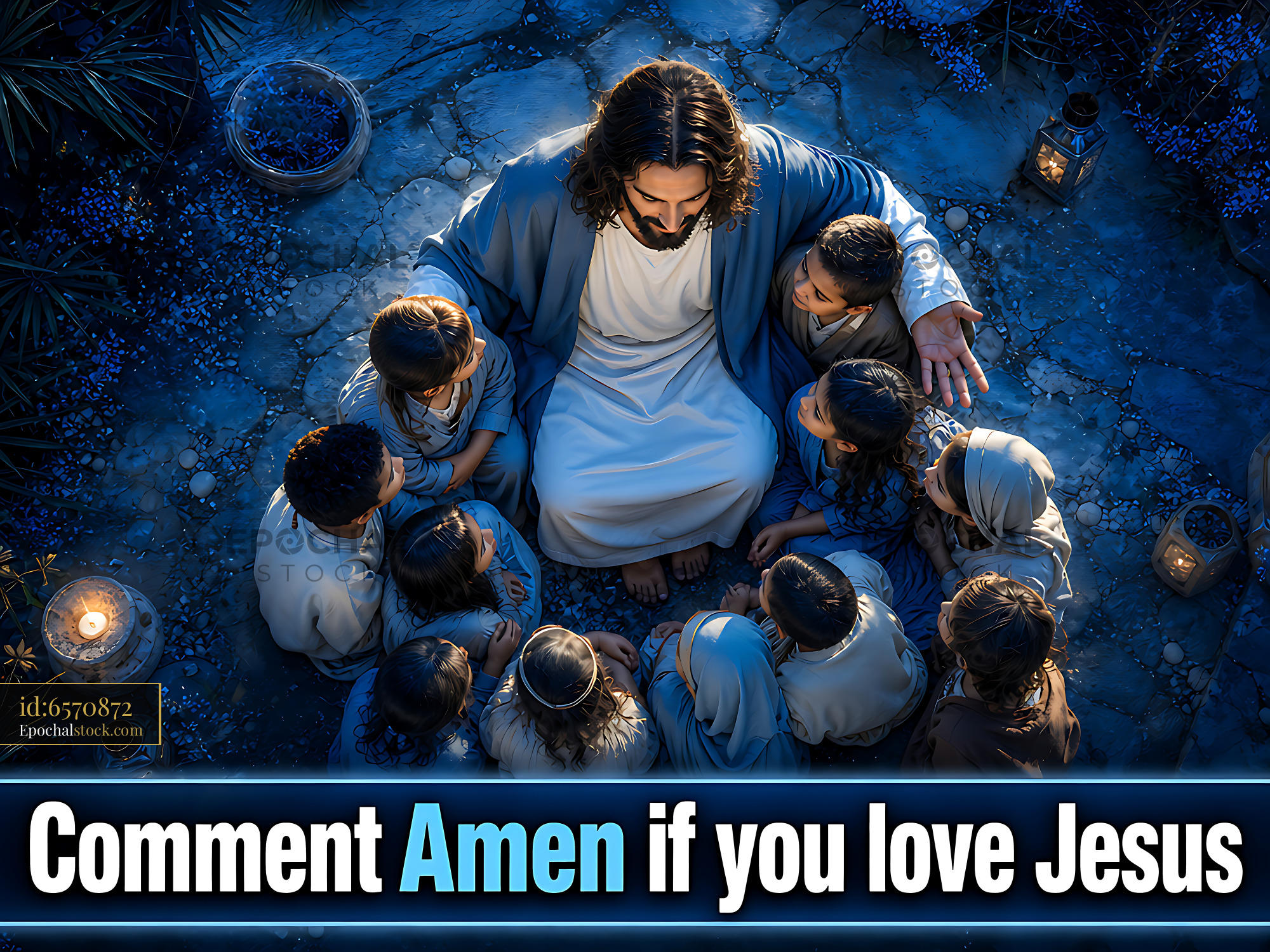 Watermarked full-resolution preview of People gathered around a man in a spiritual setting