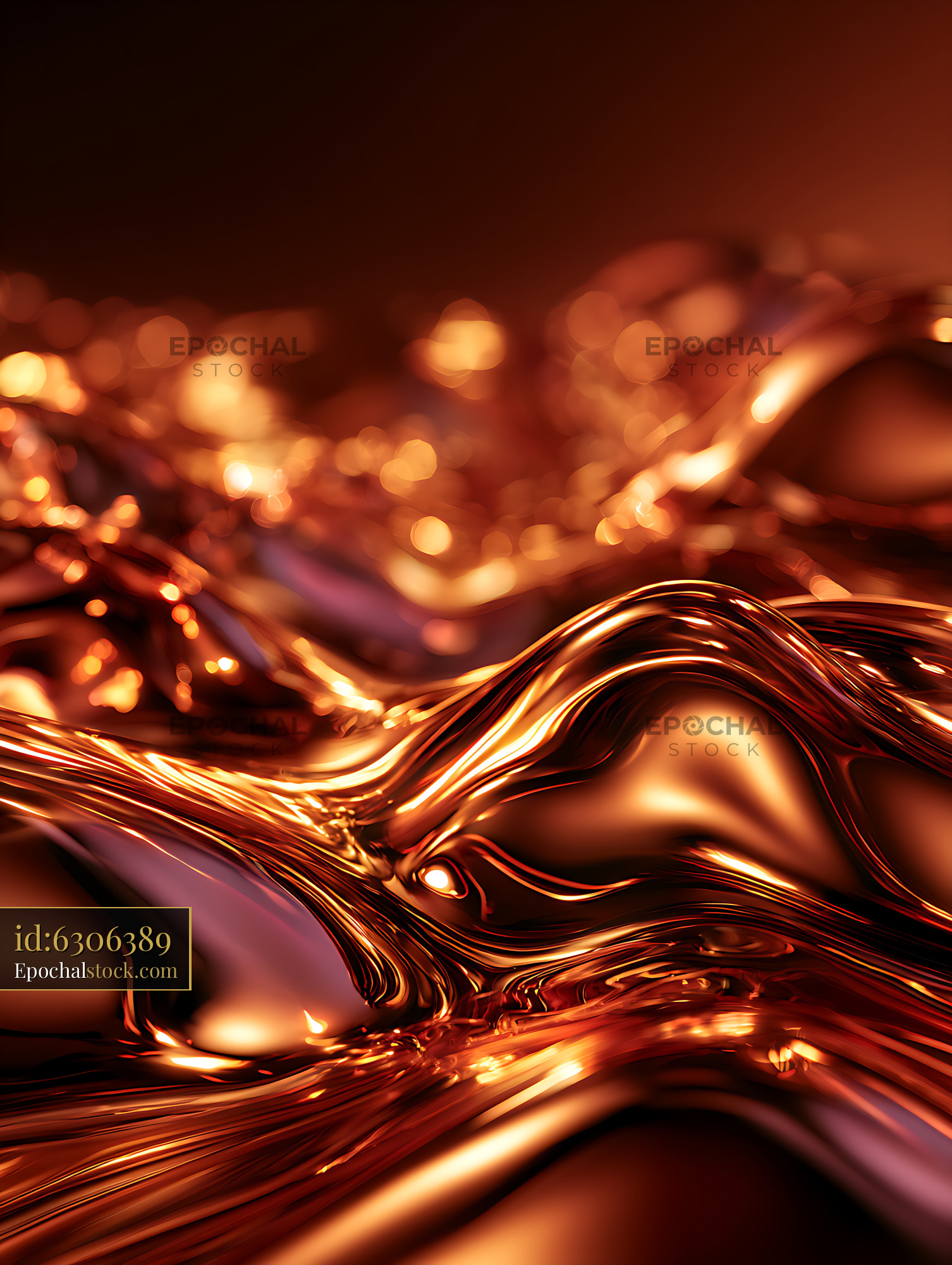 Watermarked full-resolution preview of Glowing abstract copper liquid wave background