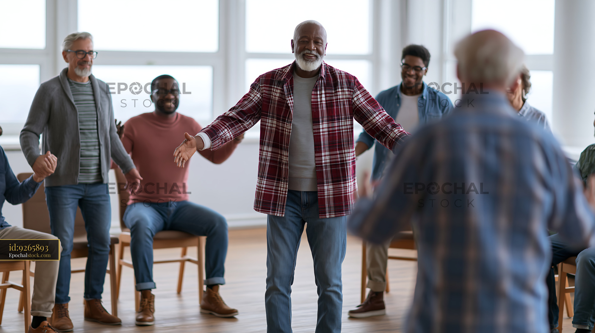 Watermarked full-resolution preview of Group of men participating in a social gathering indoors
