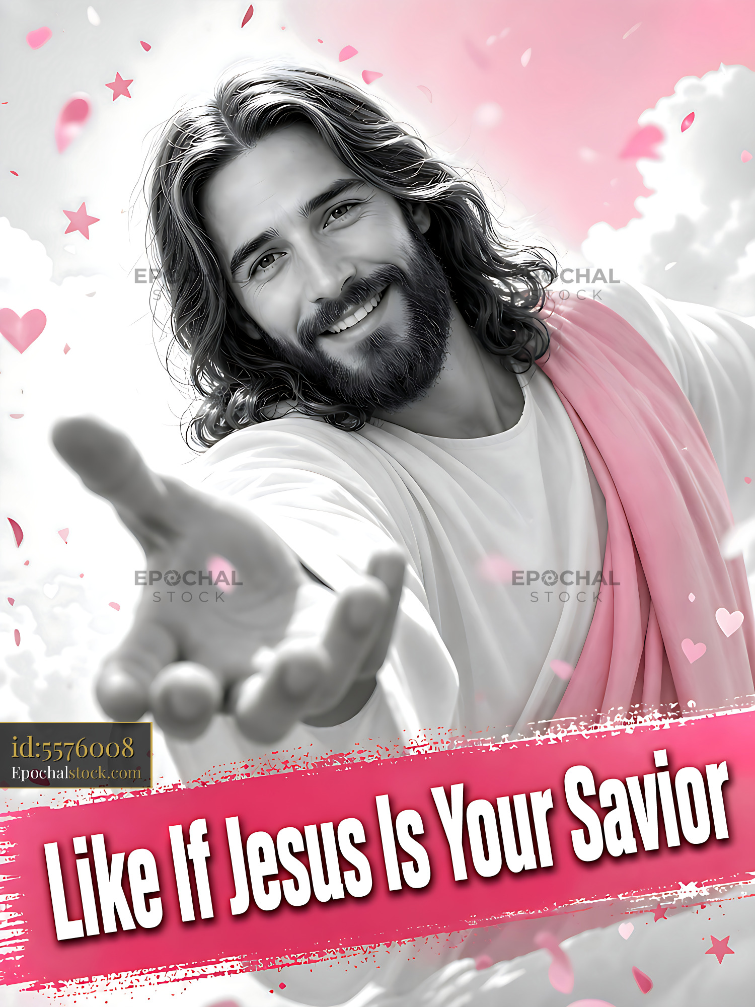 Watermarked full-resolution preview of Jesus with open hands inviting followers