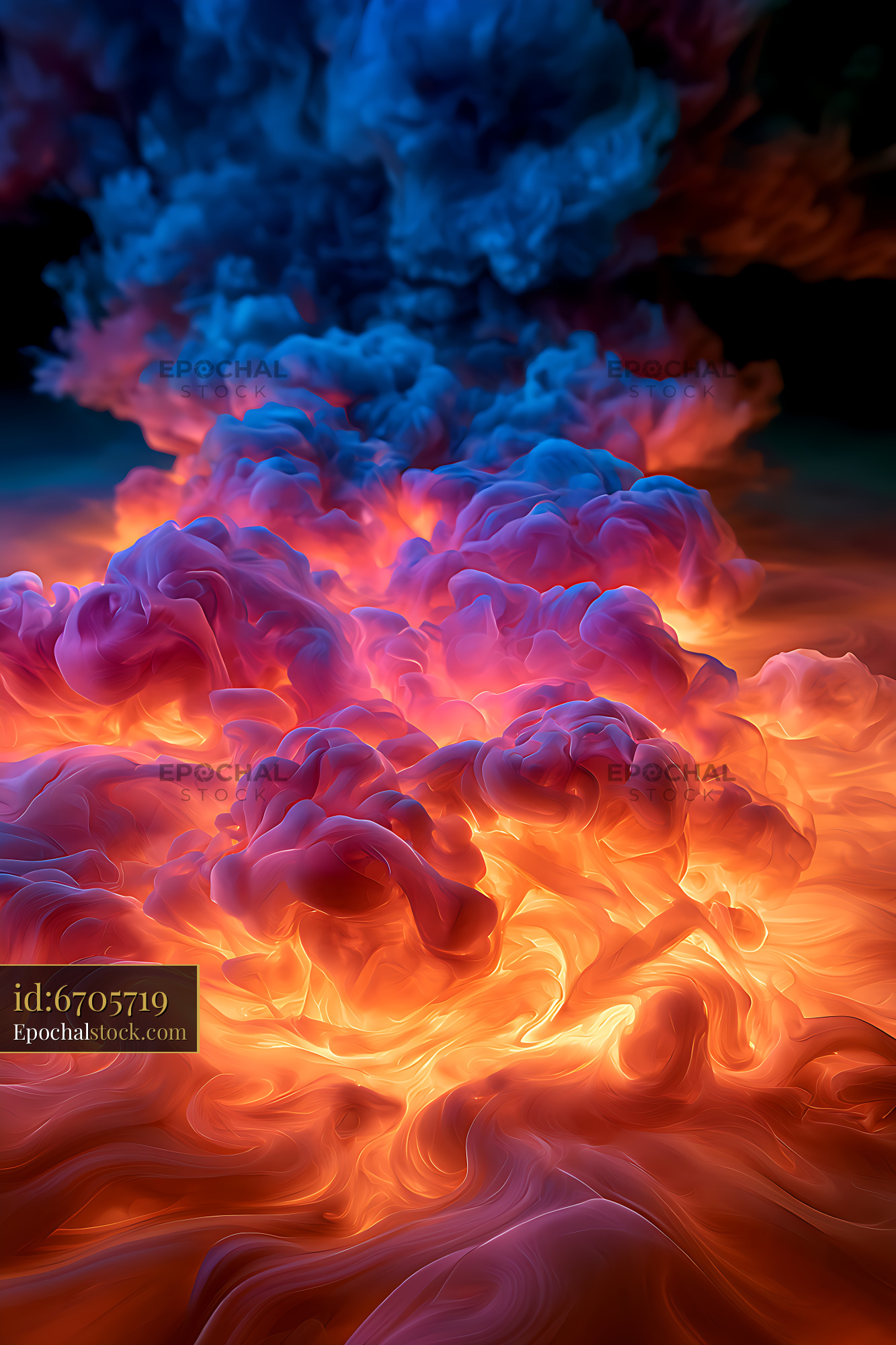 Watermarked full-resolution preview of Vivid abstract fluid waves in blue, purple, and orange
