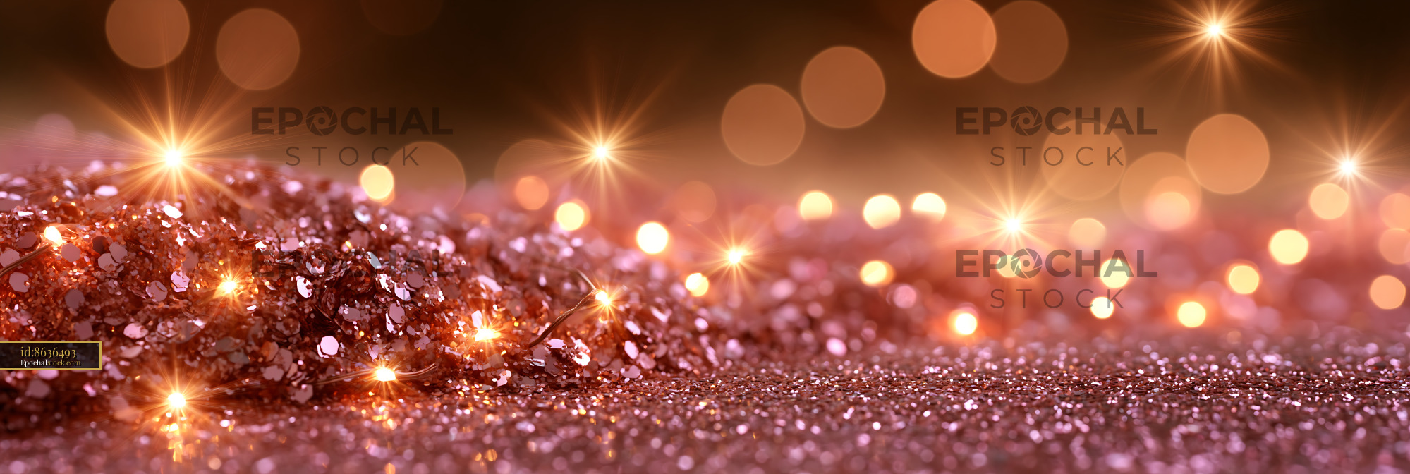 Watermarked full-resolution preview of Bright glitter with soft lights in a festive setting