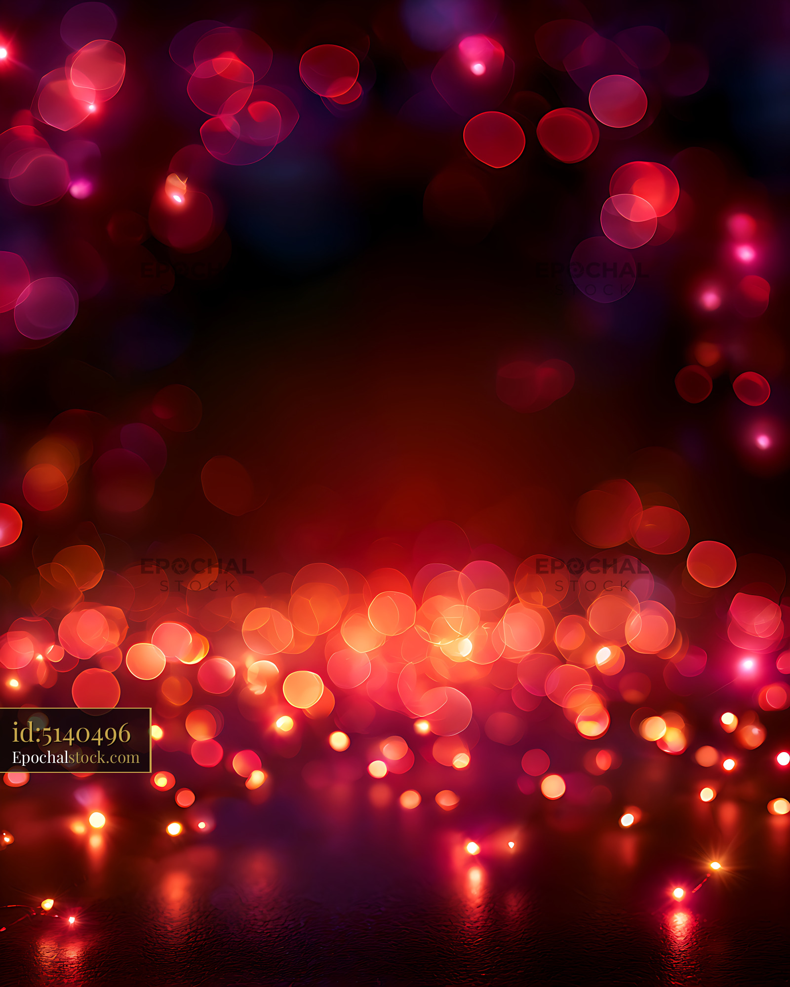 Watermarked full-resolution preview of Colorful bokeh lights create a glowing background in a dark setting