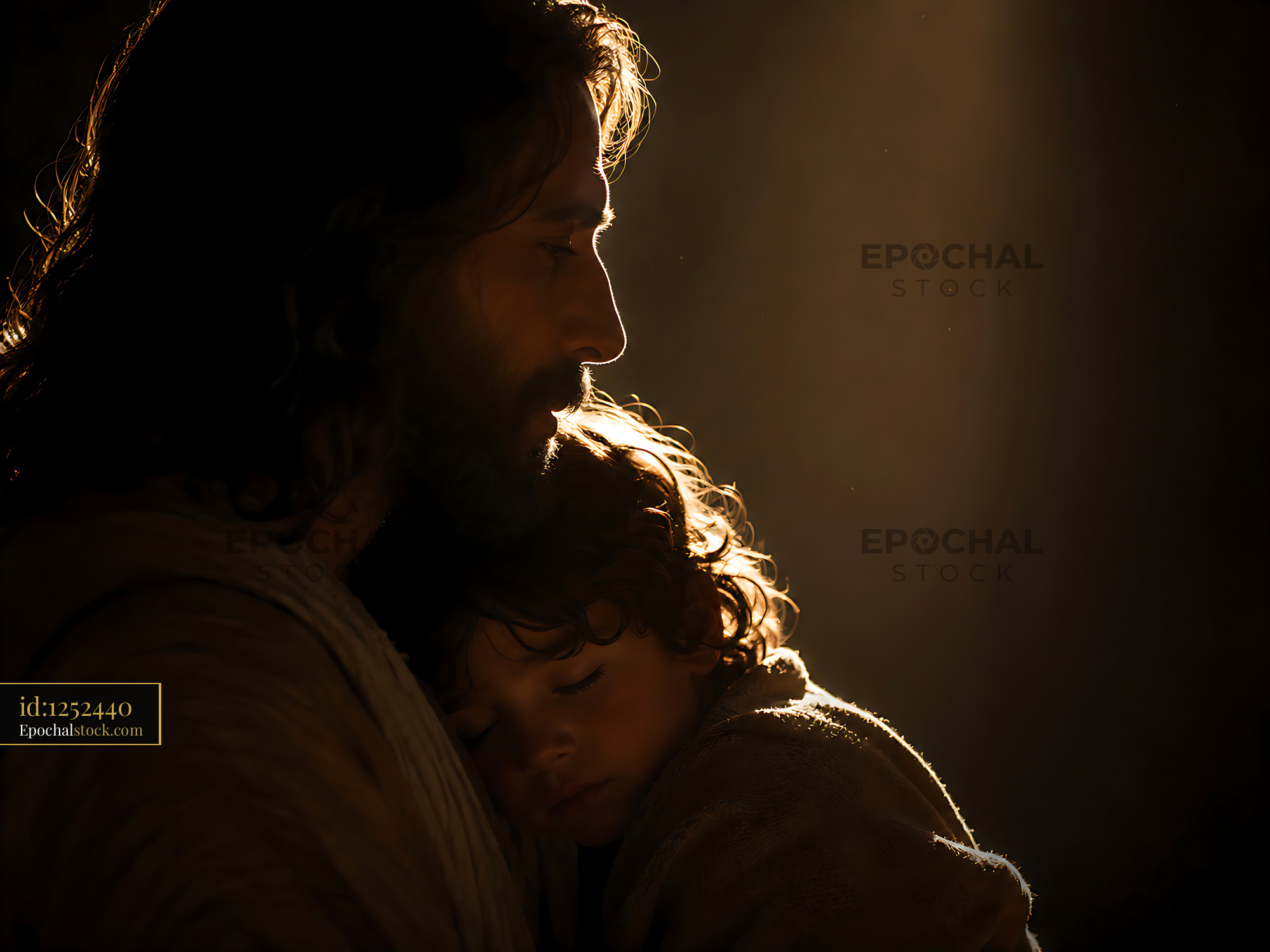 Watermarked full-resolution preview of Father and child sharing a moment in soft light