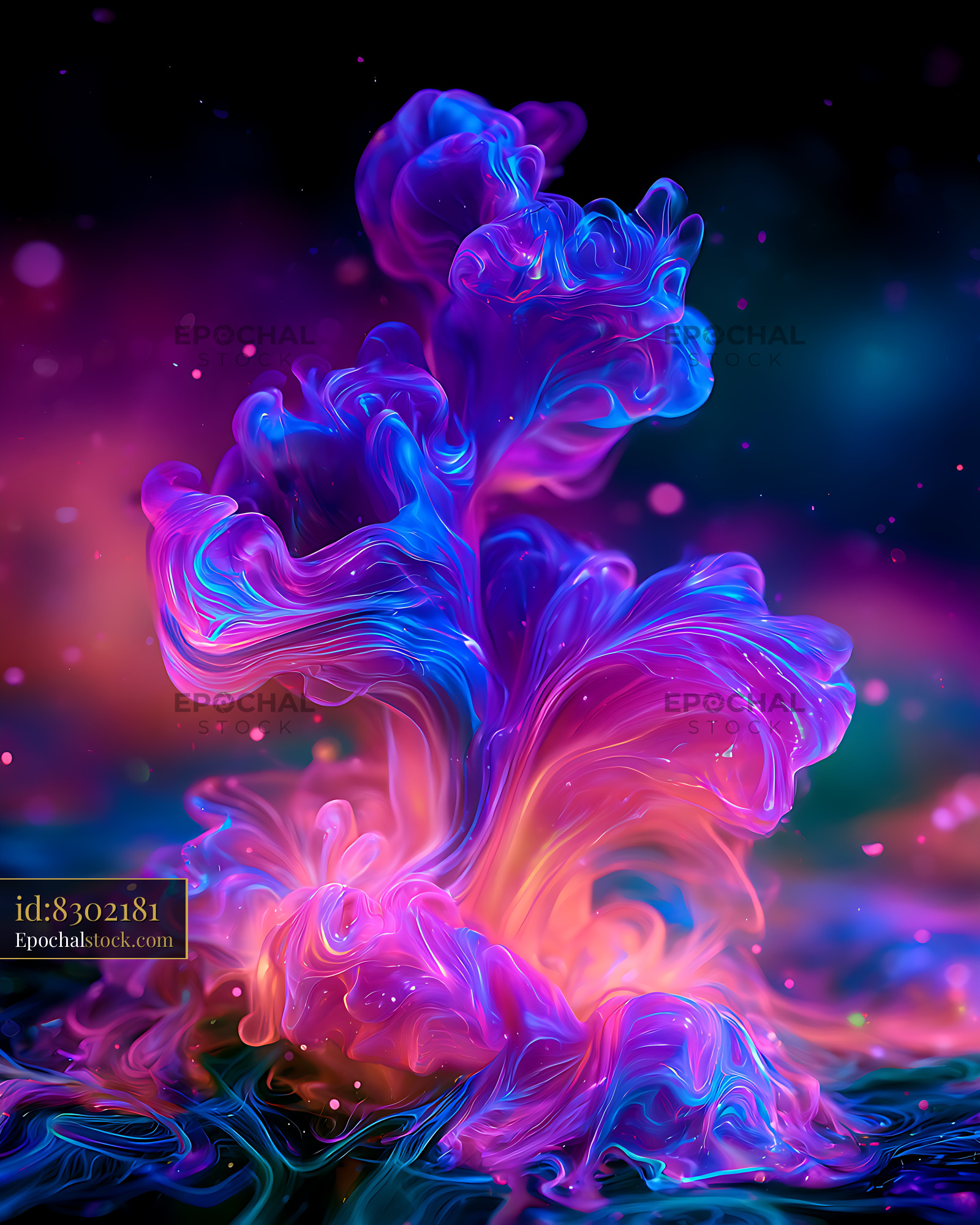 Watermarked full-resolution preview of Vibrant abstract neon fluid forms