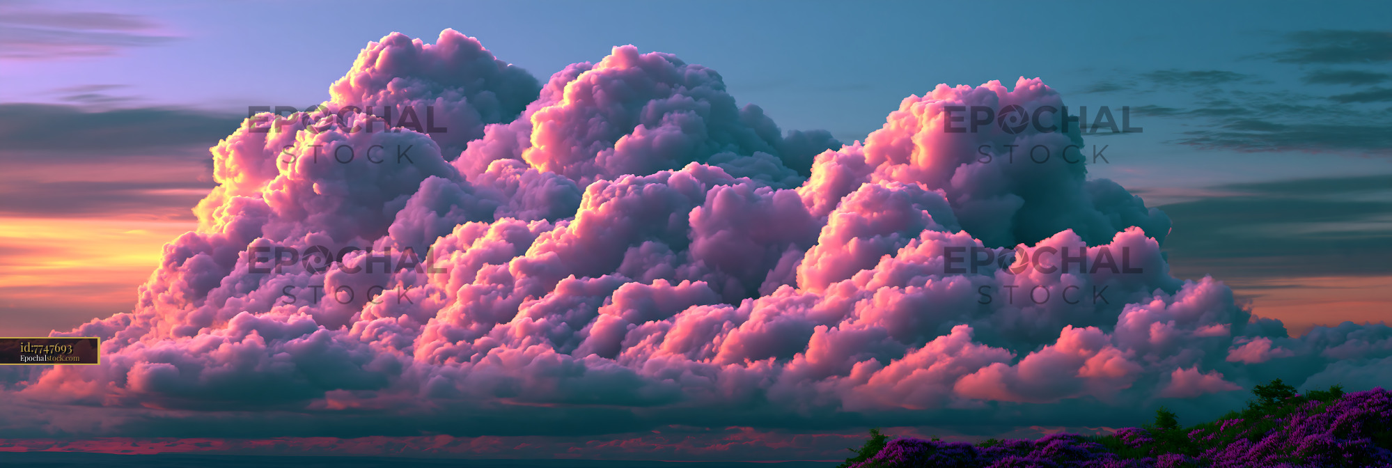 Watermarked full-resolution preview of Clouds in a sunset with pink and purple hues
