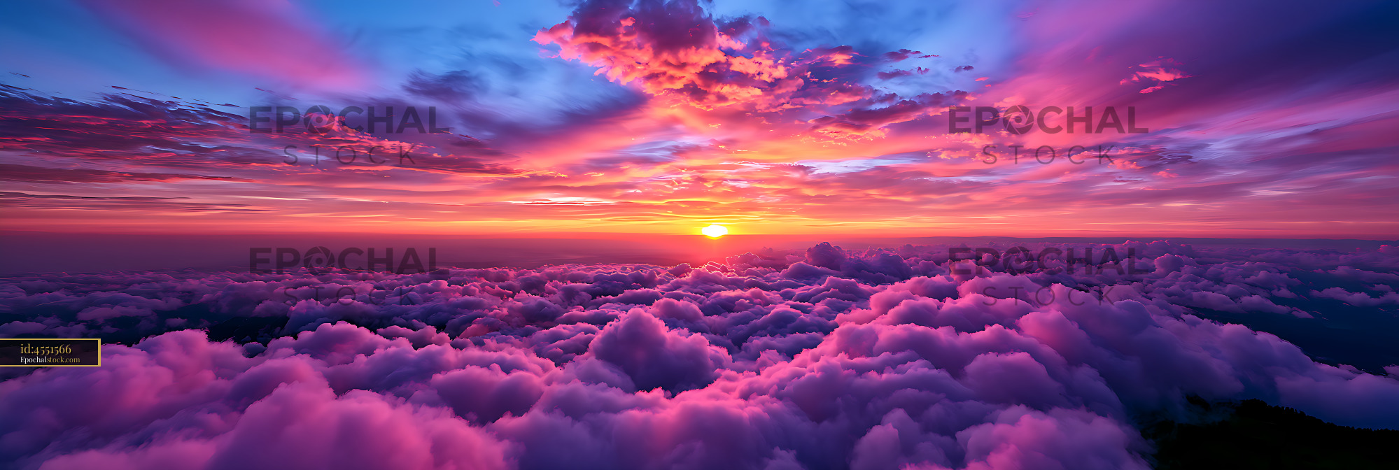Watermarked full-resolution preview of Colorful sunset over illuminated cloud formations