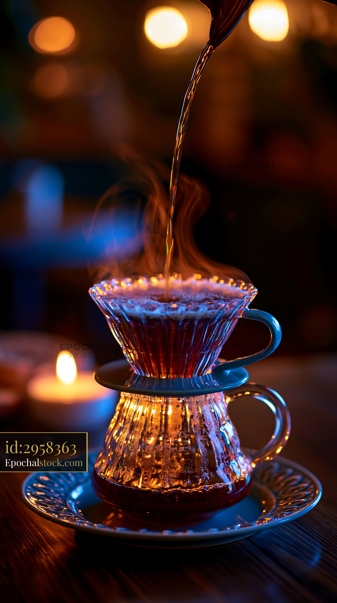 Watermarked full-resolution preview of Pour Over Coffee Brewing in Glassware
