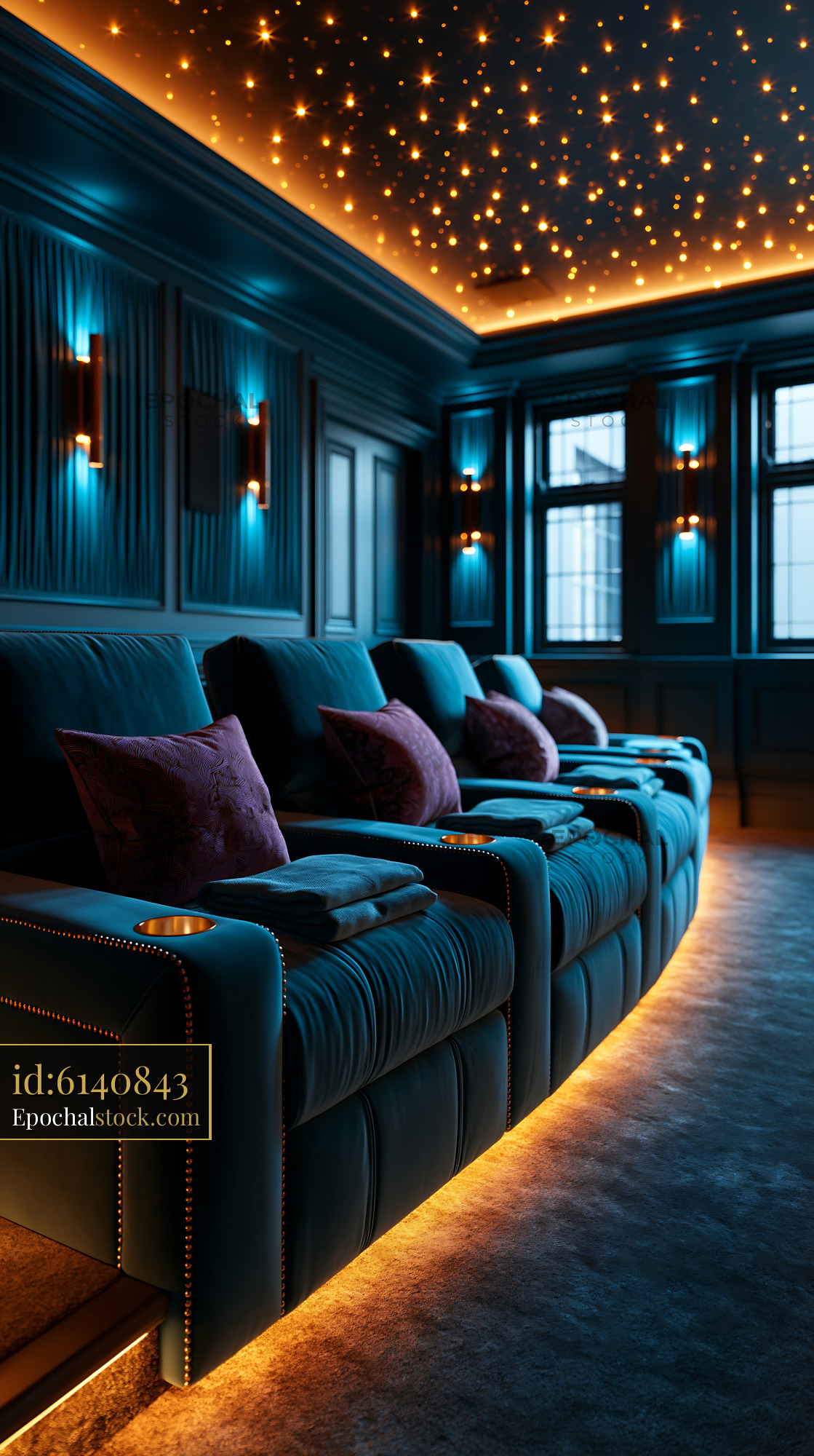 Watermarked full-resolution preview of Moody cinema auditorium with glowing ceiling lights