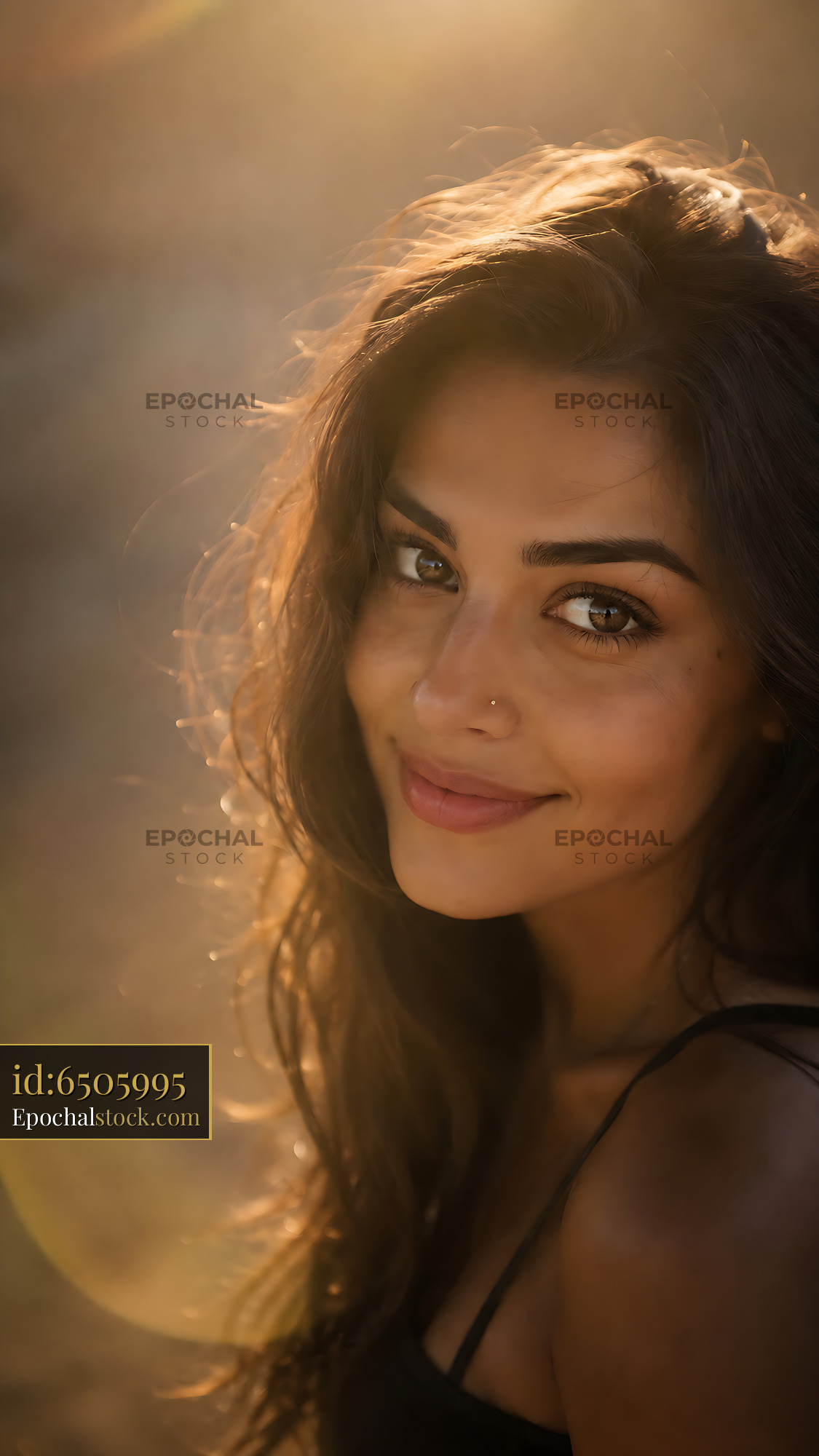 Watermarked full-resolution preview of Smiling woman in natural light with long hair