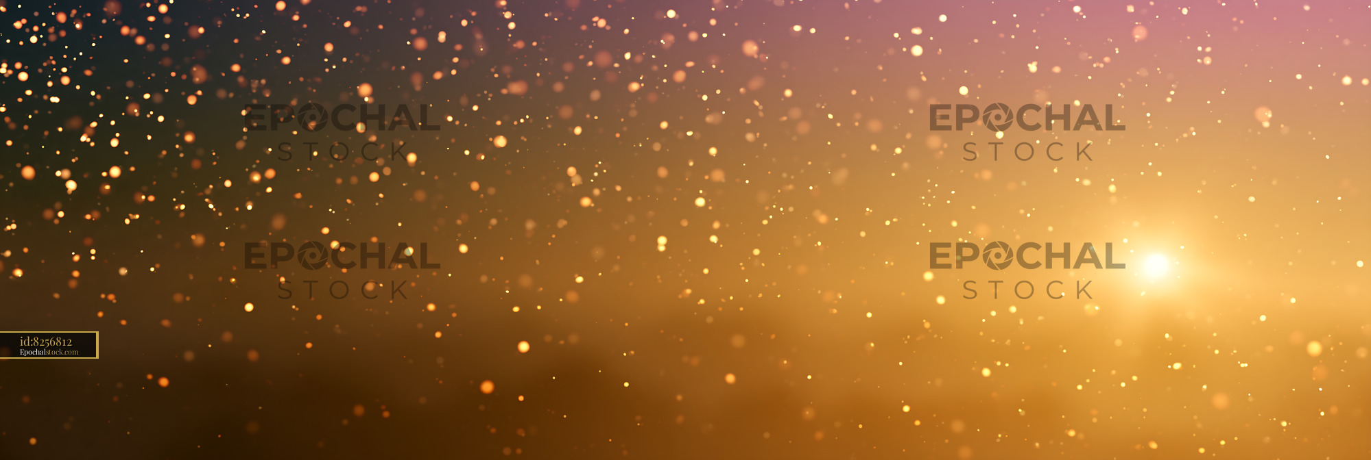 Watermarked full-resolution preview of Golden bokeh lights with sunset in the background
