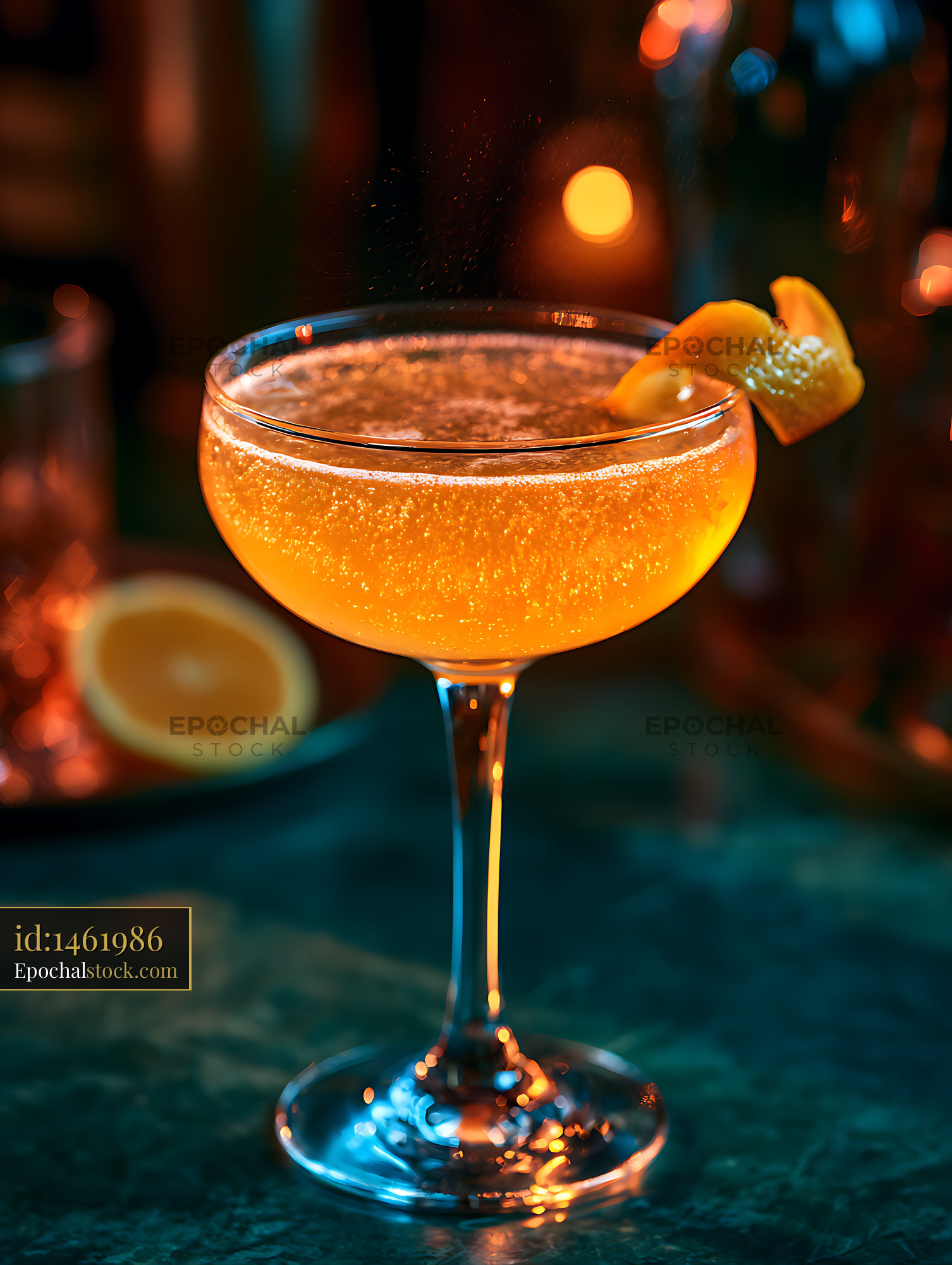 Watermarked full-resolution preview of Citrus cocktail glowing under colorful bar lights