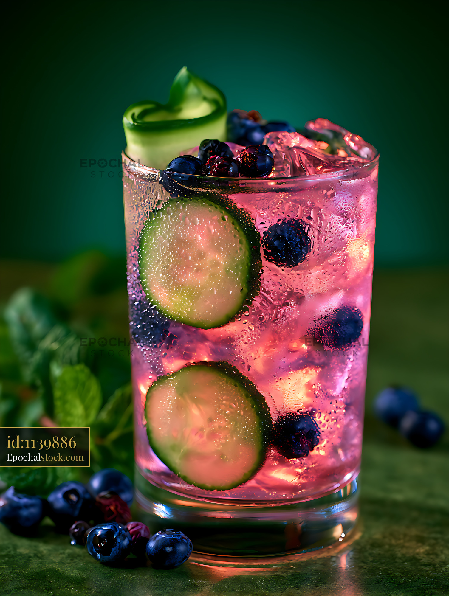 Watermarked full-resolution preview of Chilled blueberry lime beverage with fresh mint