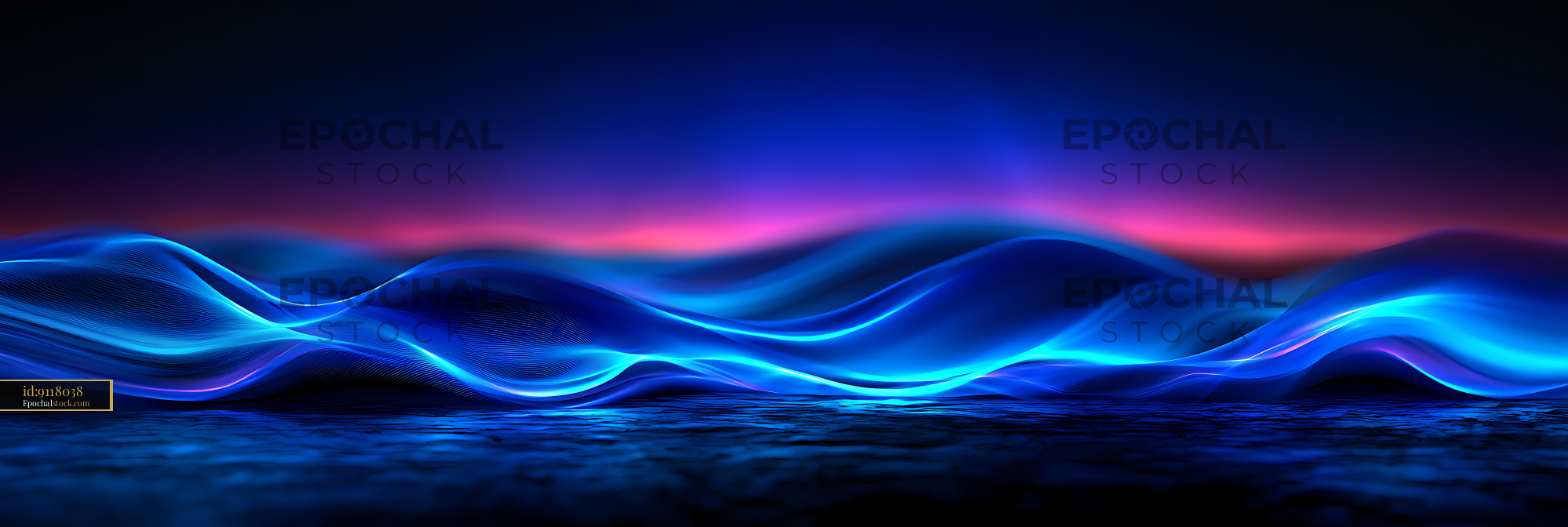 Watermarked full-resolution preview of Glowing abstract waves in blue, pink, and purple