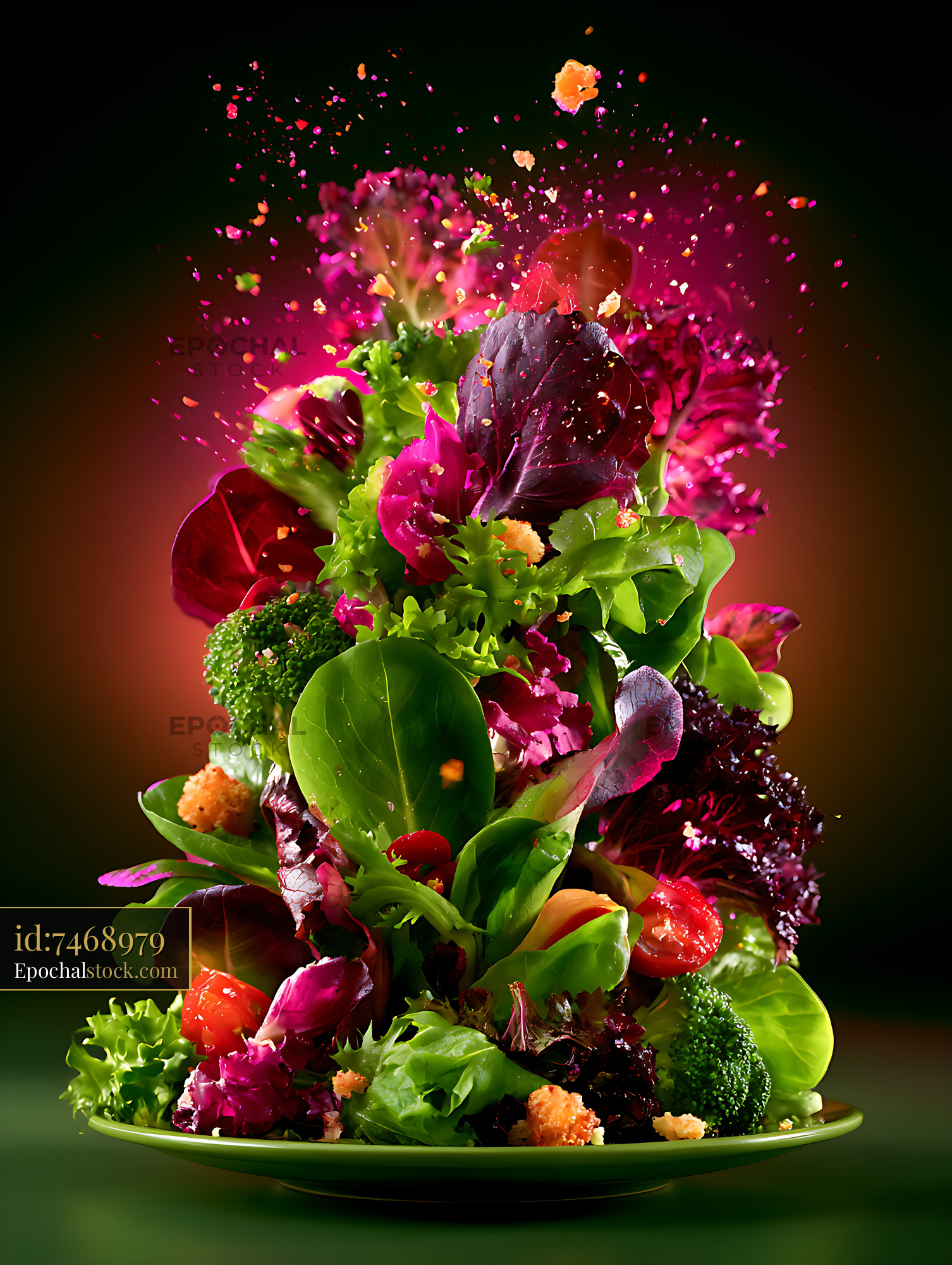 Watermarked full-resolution preview of Vibrant vegetable salad with scattered ingredients