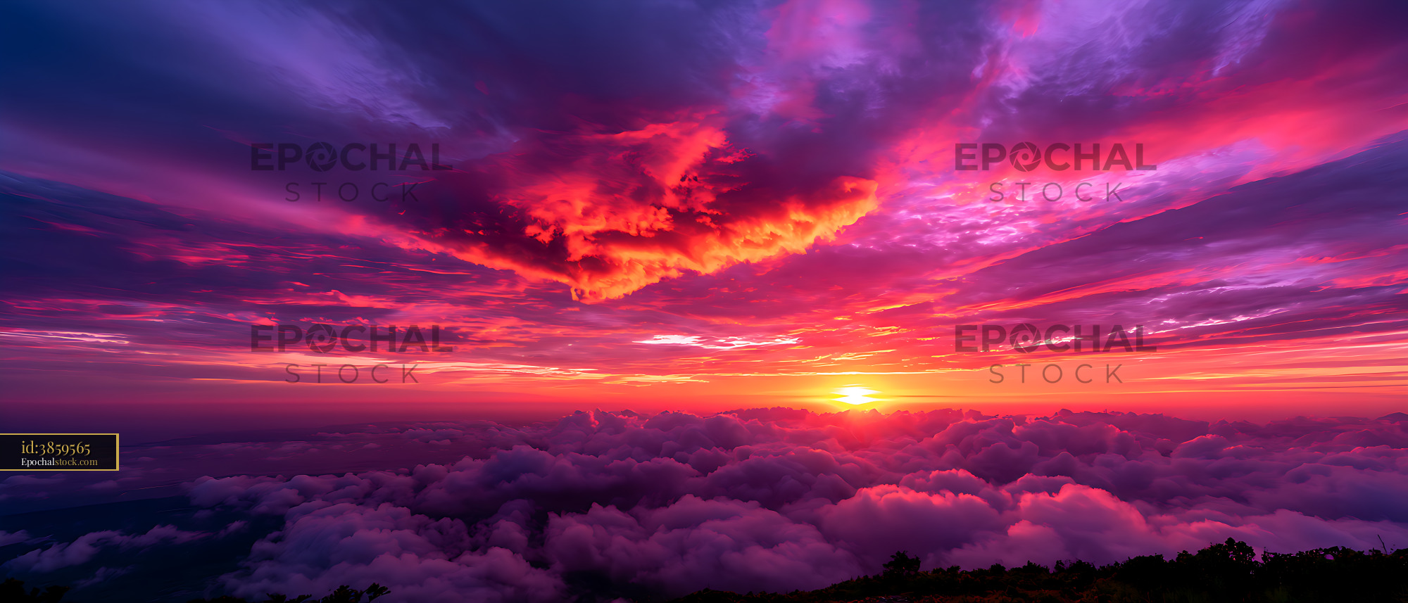 Watermarked full-resolution preview of Dramatic colorful sunset over clouds