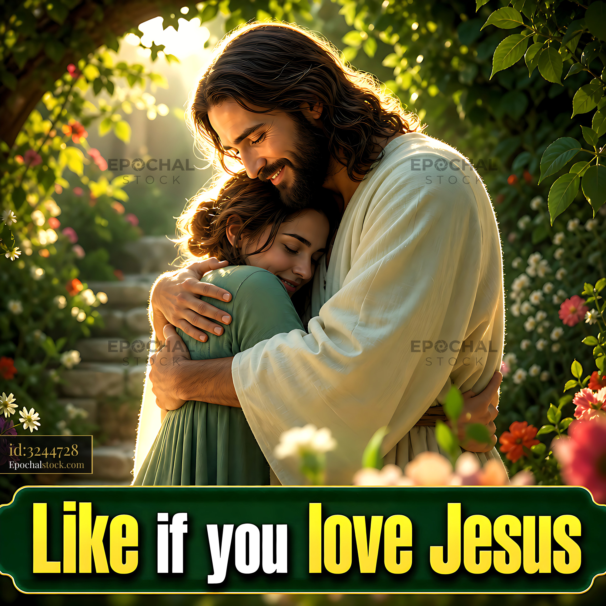 Watermarked full-resolution preview of Couple sharing a moment in a garden with flowers
