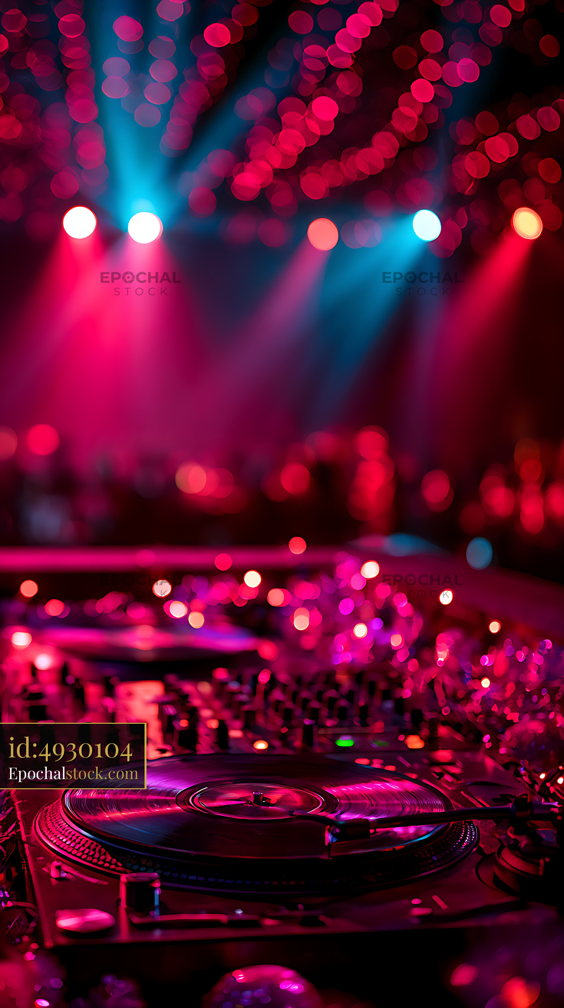 Watermarked full-resolution preview of Colorful turntable and atmospheric club lighting