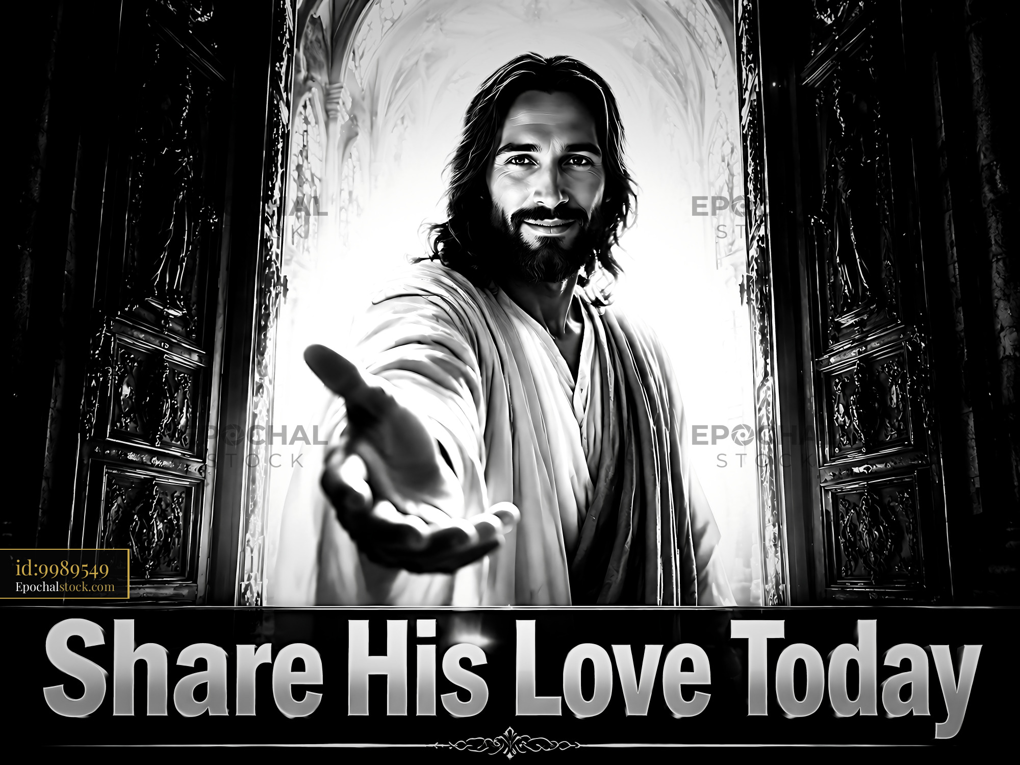 Watermarked full-resolution preview of Message about sharing love with an image of Jesus