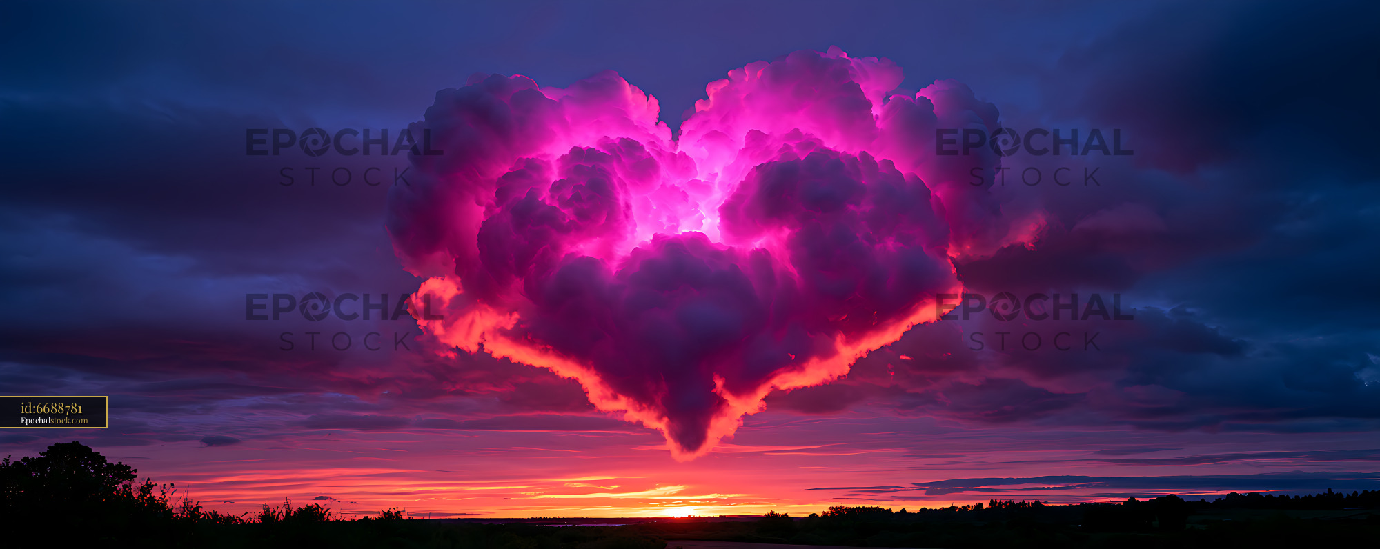 Watermarked full-resolution preview of Glowing storm cloud over a vivid sunset landscape