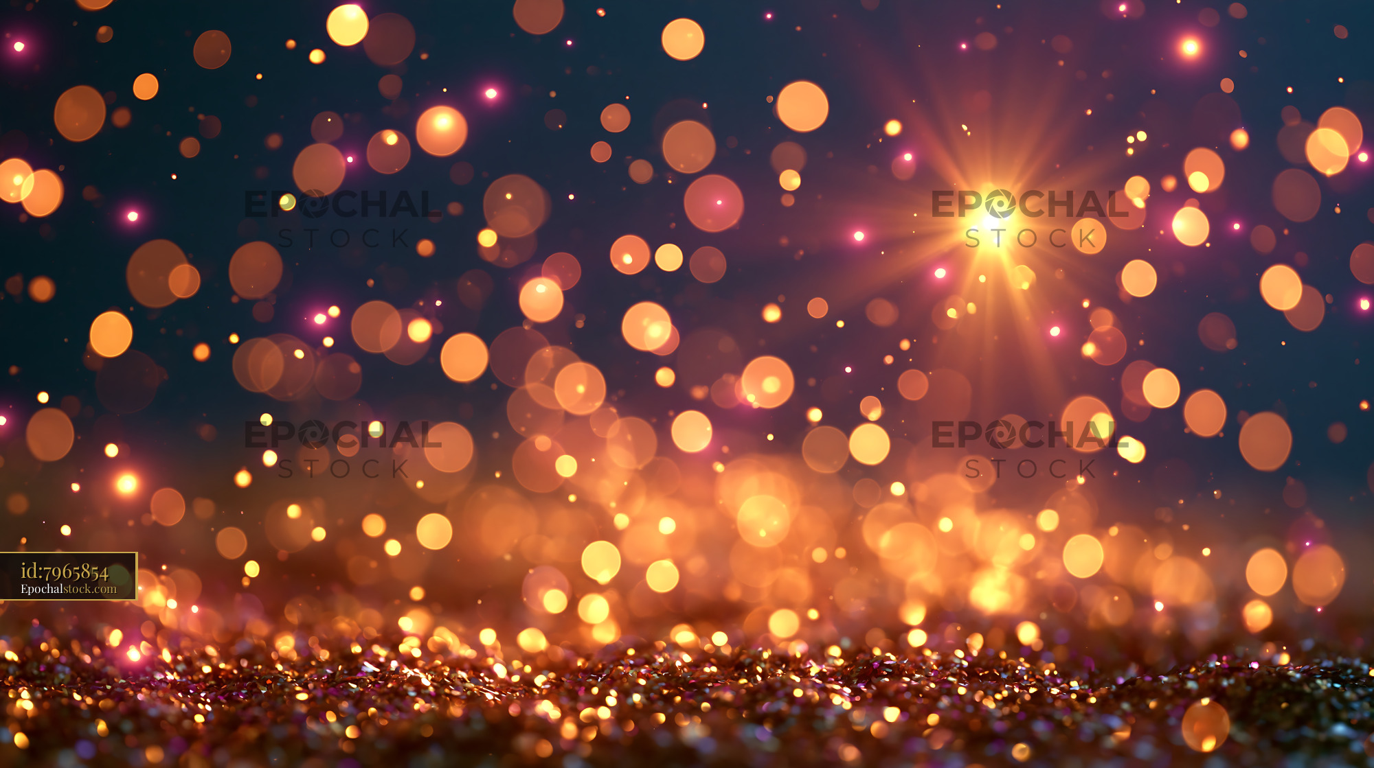 Watermarked full-resolution preview of Glowing light dots on dark background with sparkles