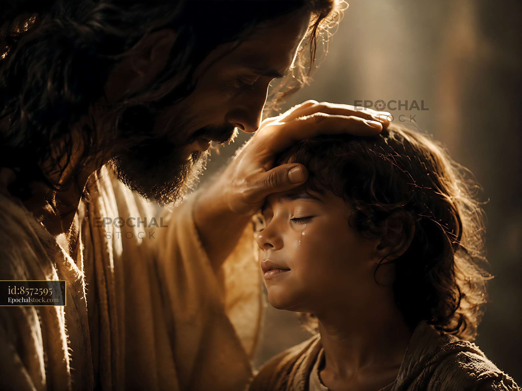 Watermarked full-resolution preview of Tender moment between a man and a child