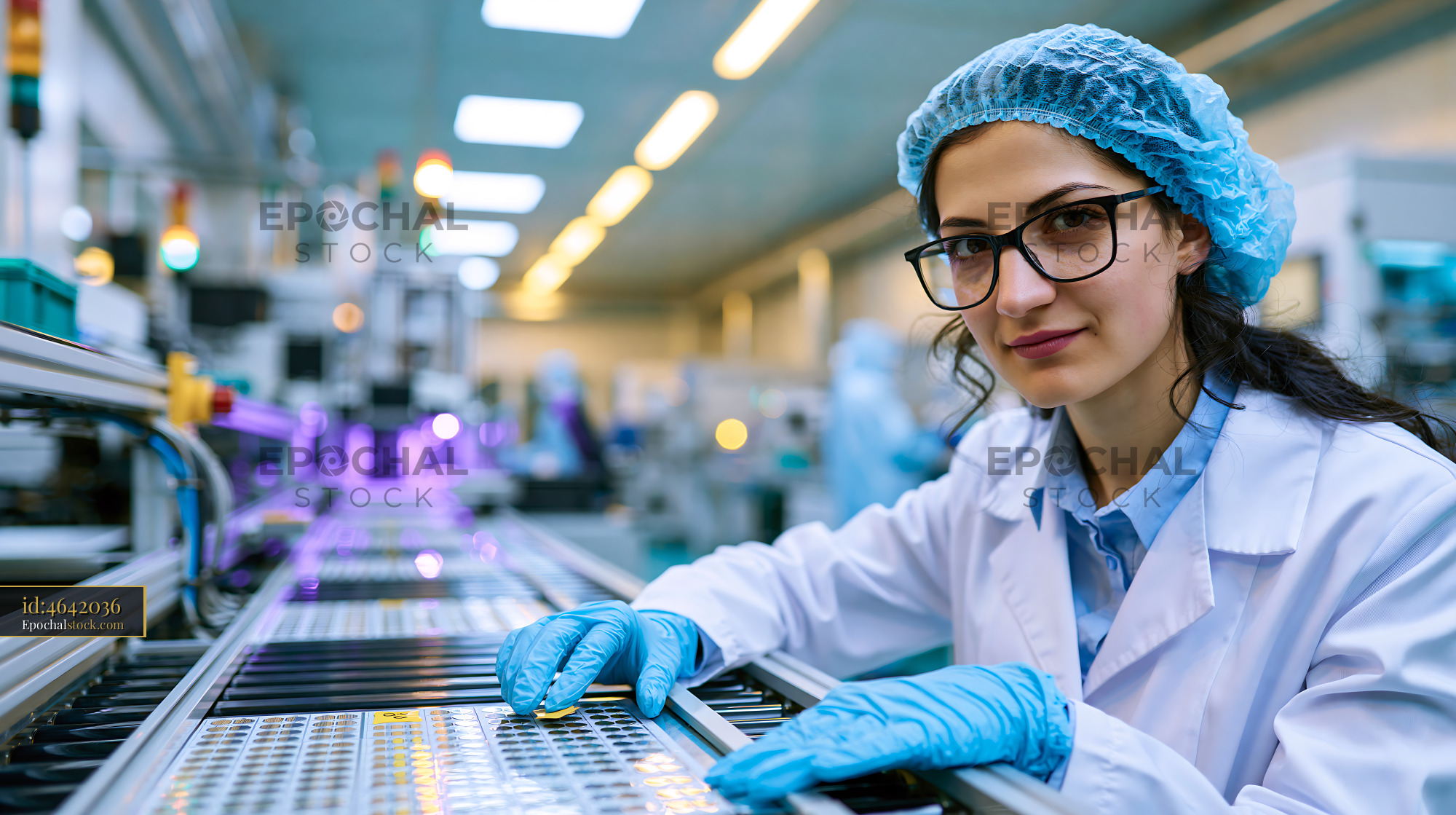 Watermarked full-resolution preview of Laboratory scientist examining a sample tray