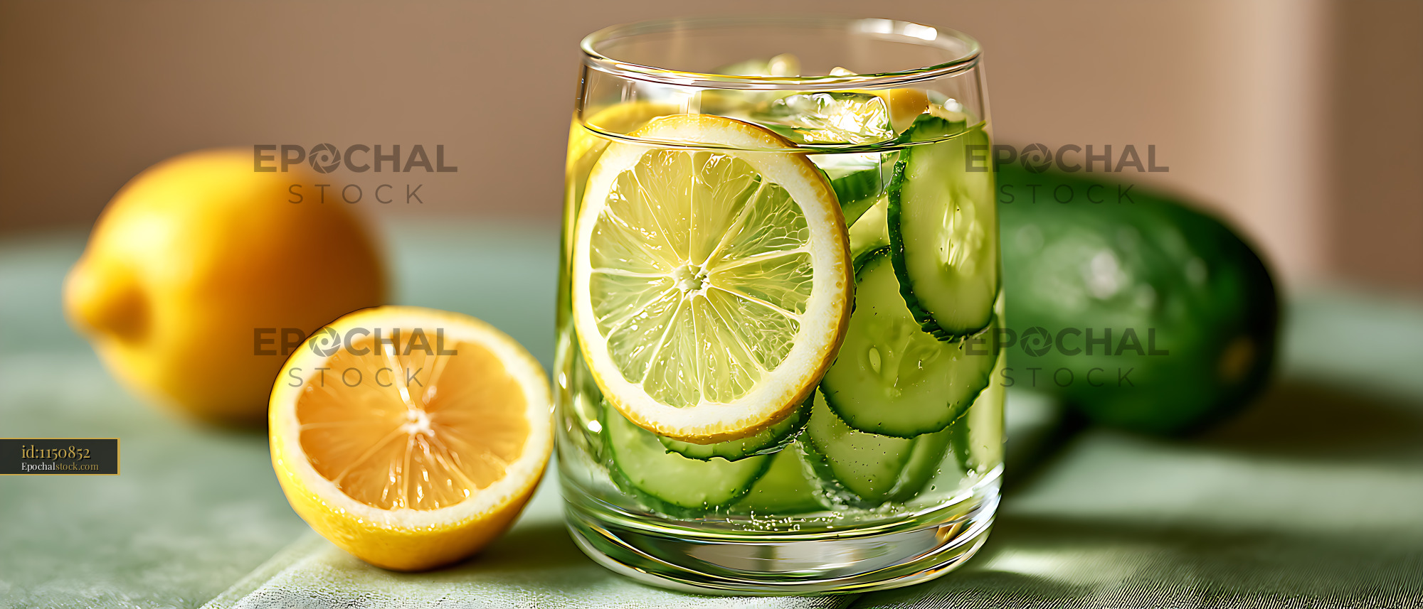 Watermarked full-resolution preview of Refreshing lemon and cucumber infused water